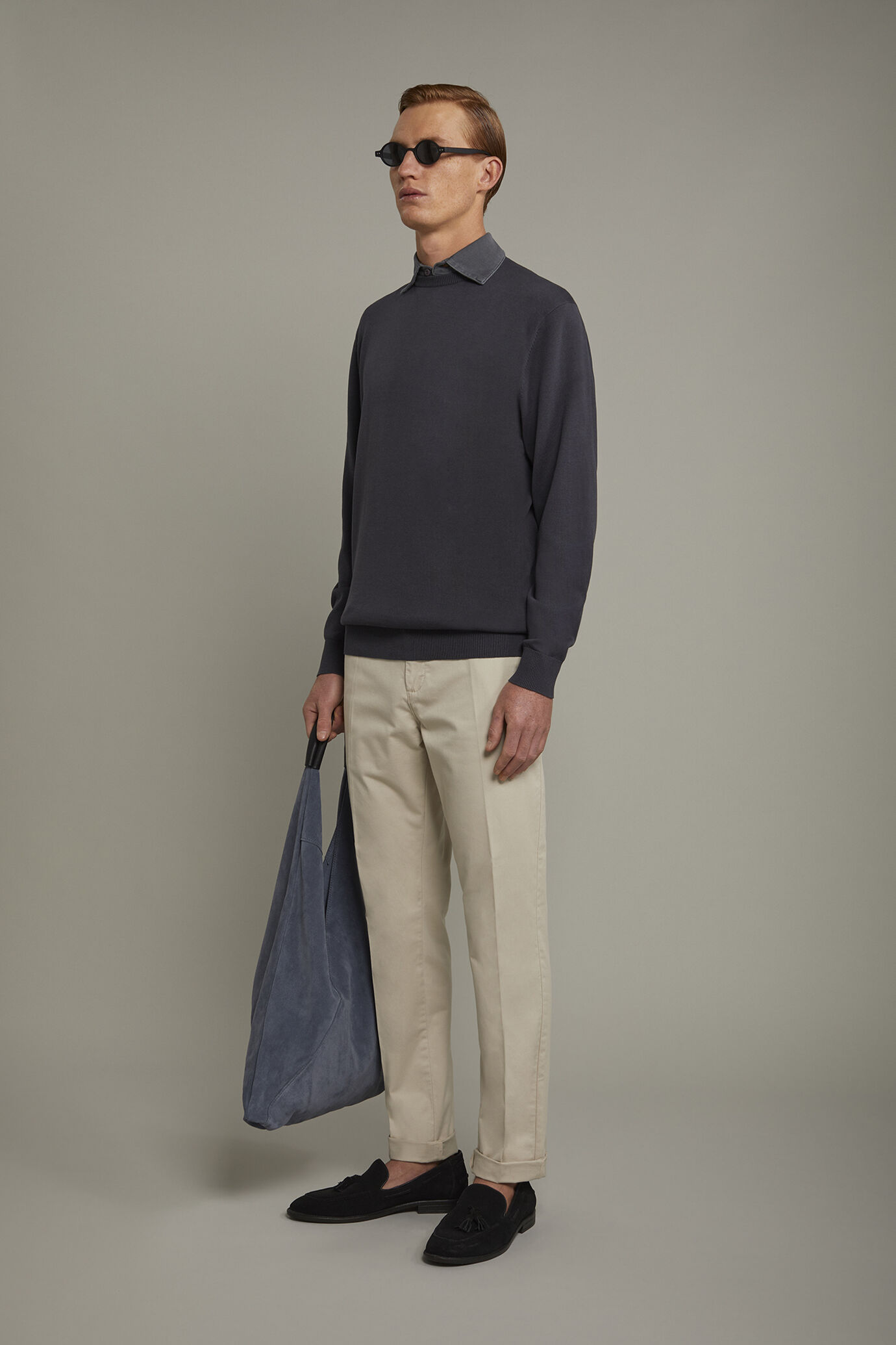 Men's Round neck sweater 100% cotton regular fit image number 1