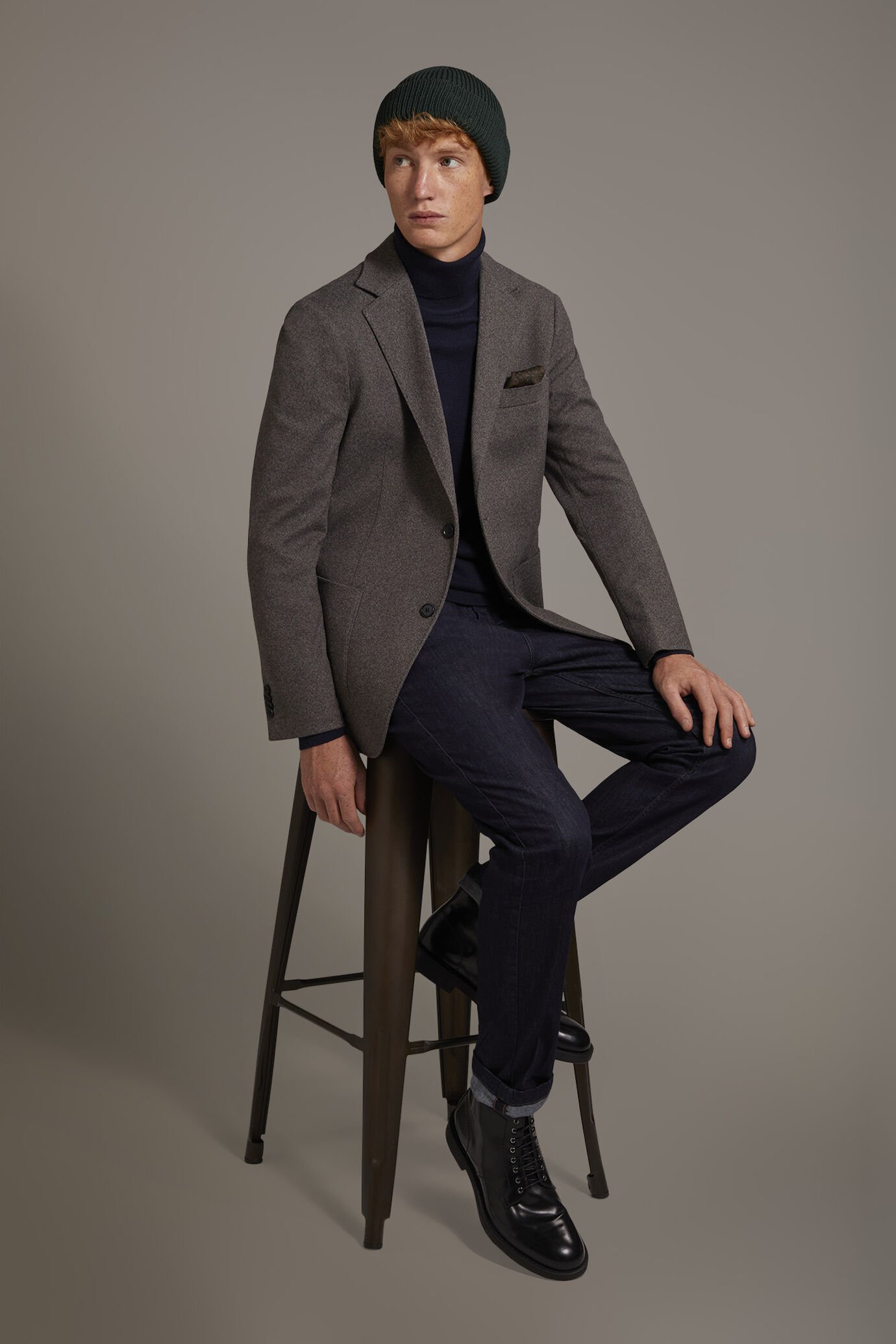 Single-breasted jersey jacket with patch pockets