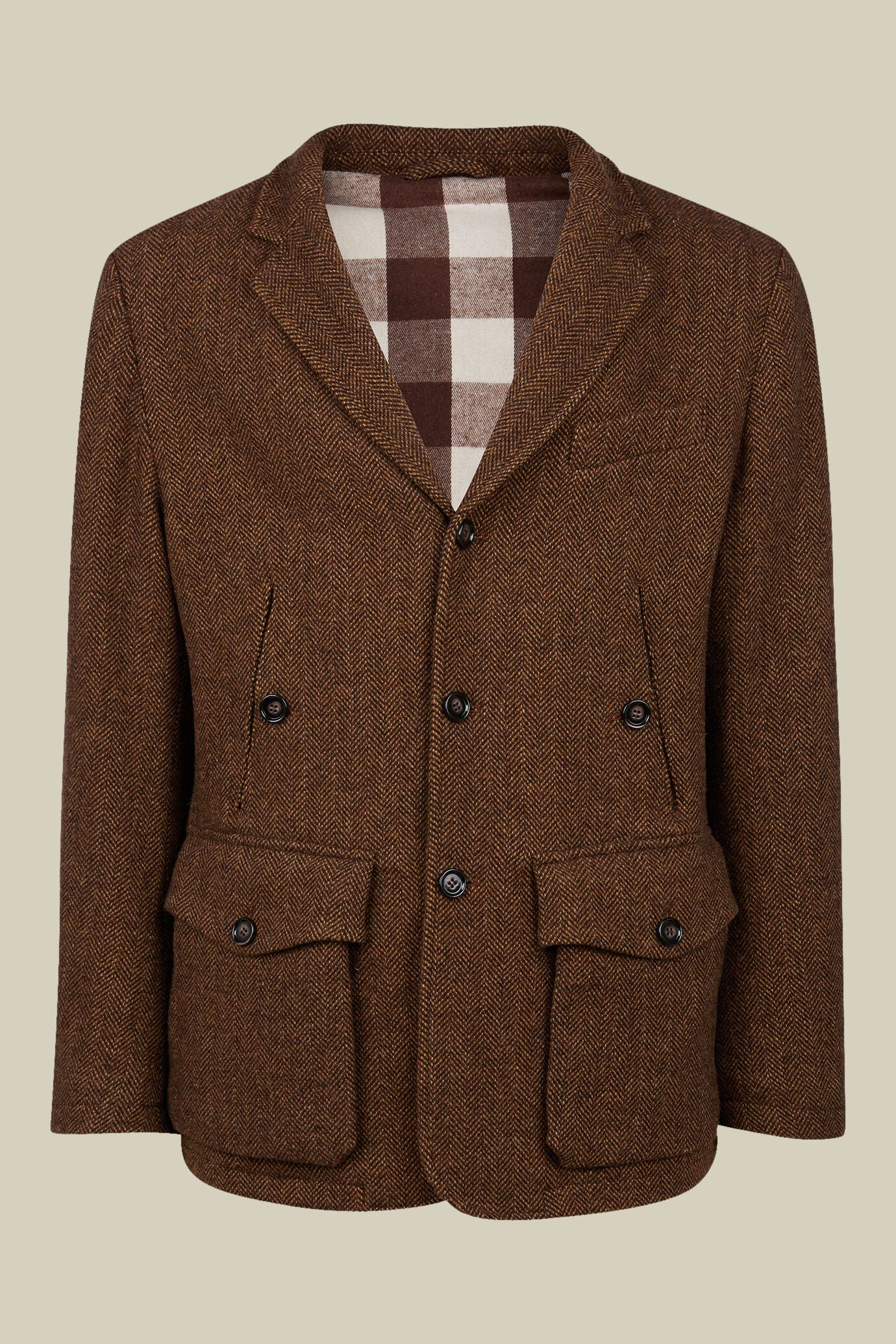 Veste de sport pour homme en tissu &agrave; chevrons Wool Blend avec motif &agrave; carreaux, coupe classique