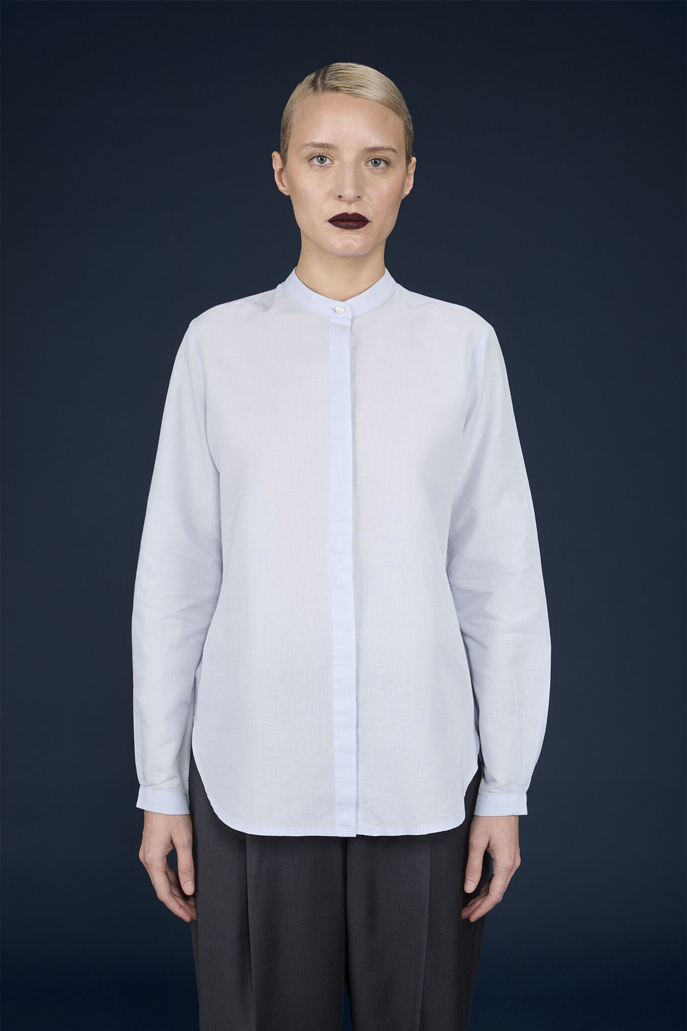 Camicia donna regular fit con collo coreano image number 0