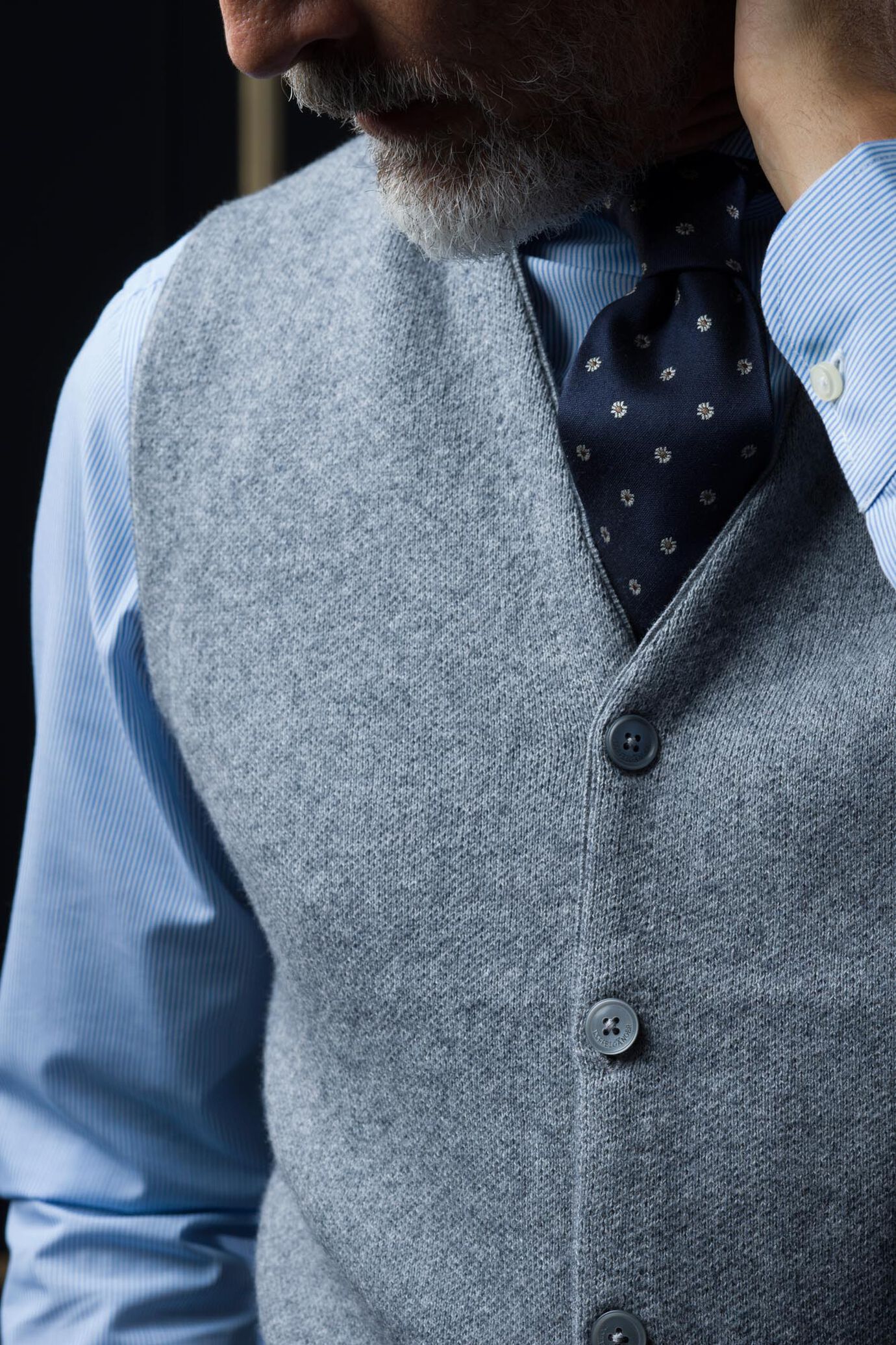 Gilet monopetto in maglia misto lana e cotone image number 1
