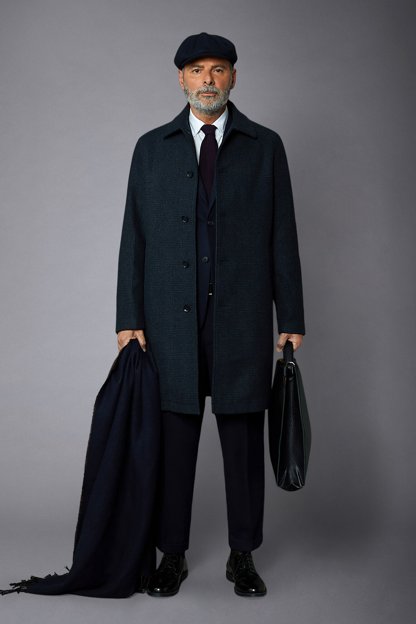 Cappotto uomo loden monopetto a quadri misto lana