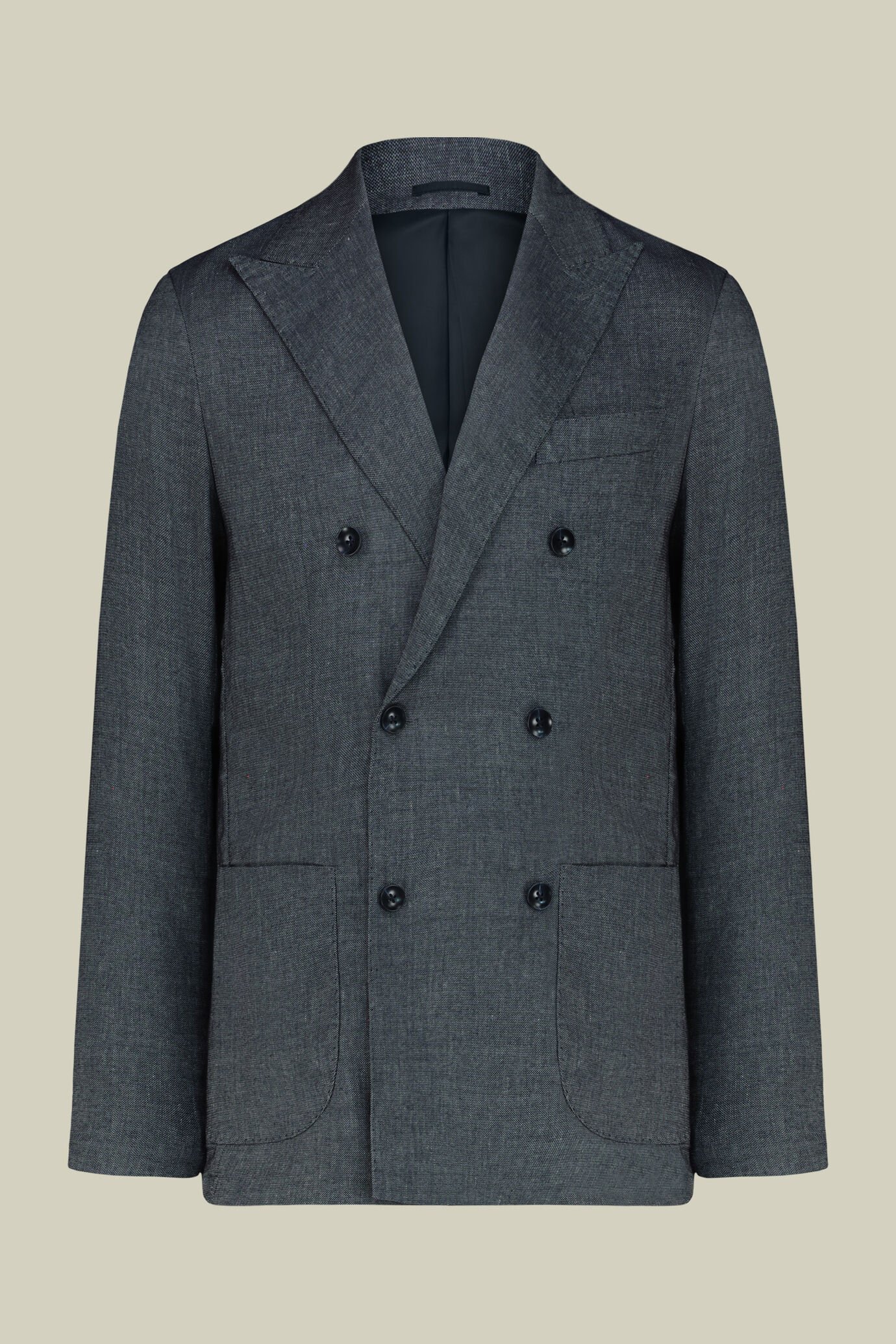 Men's double-breasted suit in linen blend, regular fit image number 0