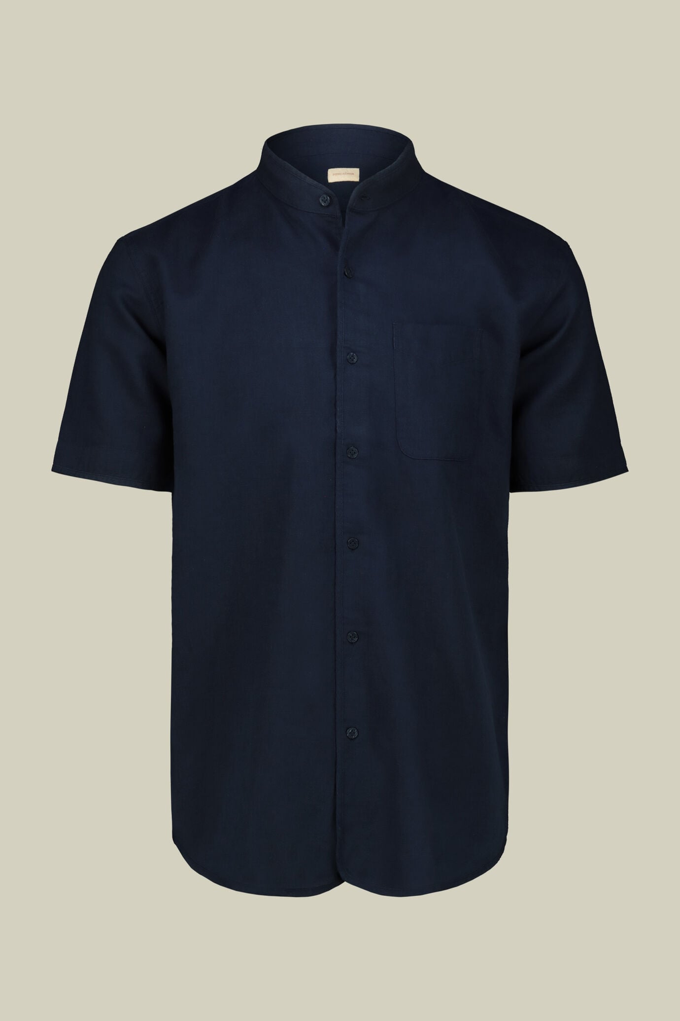 Camicia uomo casual collo alla coreana tessuto in lino e cotone lavato image number 4