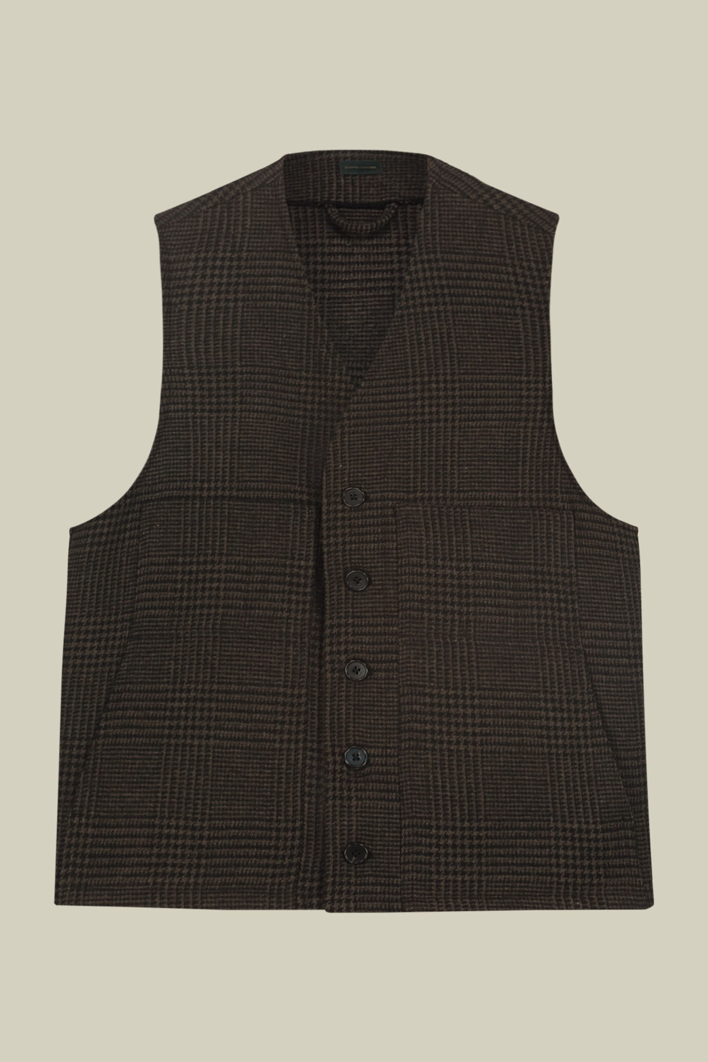 Gilet uomo monopetto con scollo a v disegno principe di galles Wool Blend Made in Italy