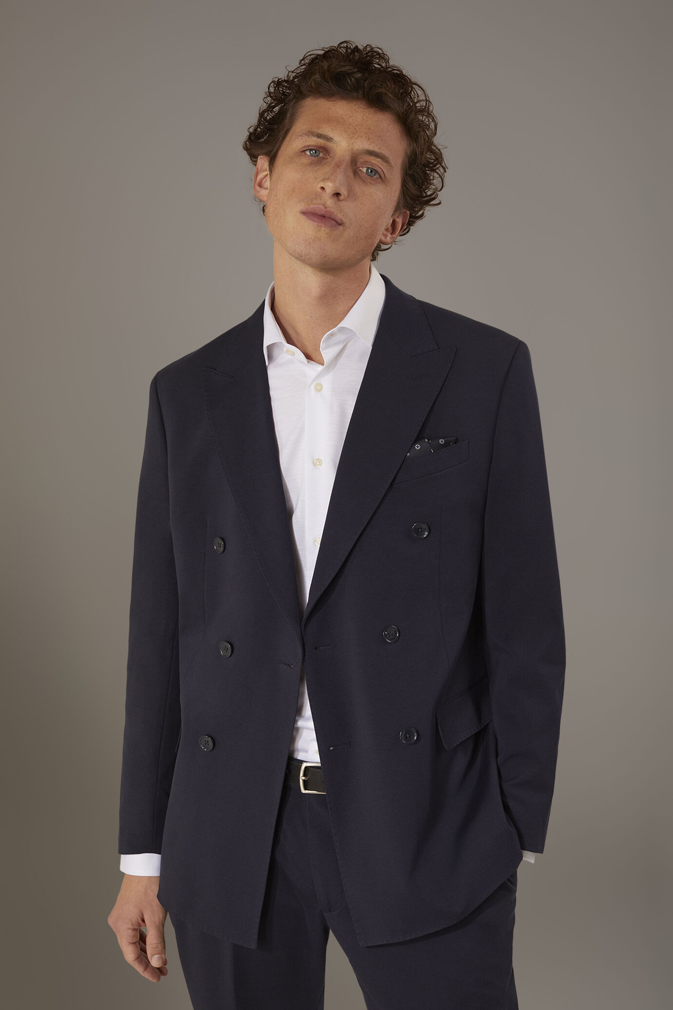 Double breasted jersey jacket with flap pocket image number 1