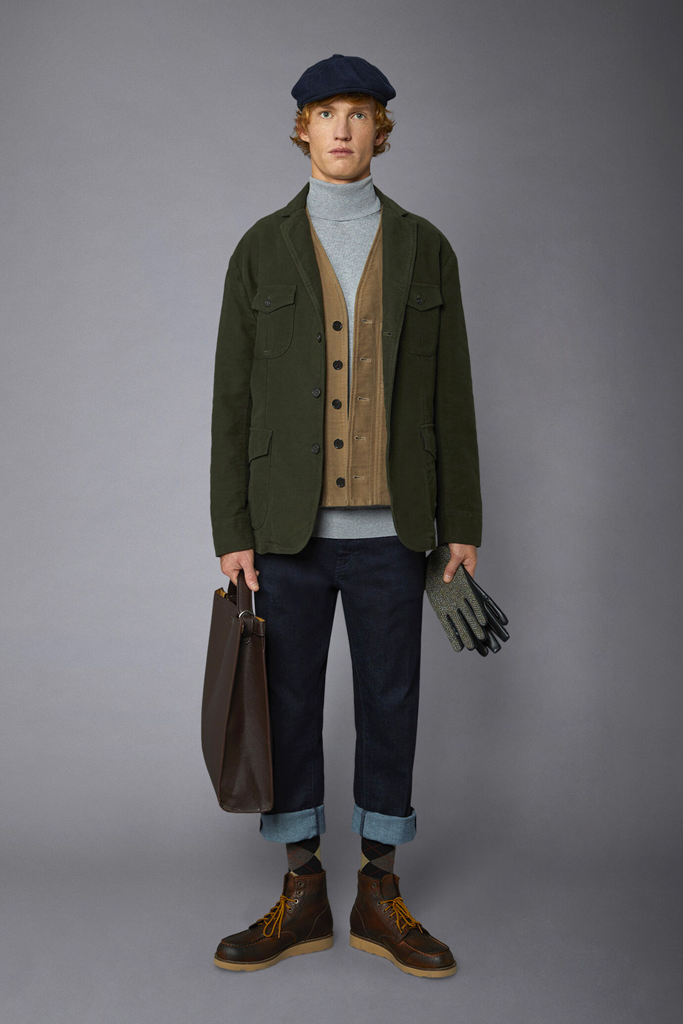 Geschlechtslose Field jacket aus einfarbigem Moleskin in normaler Passform
