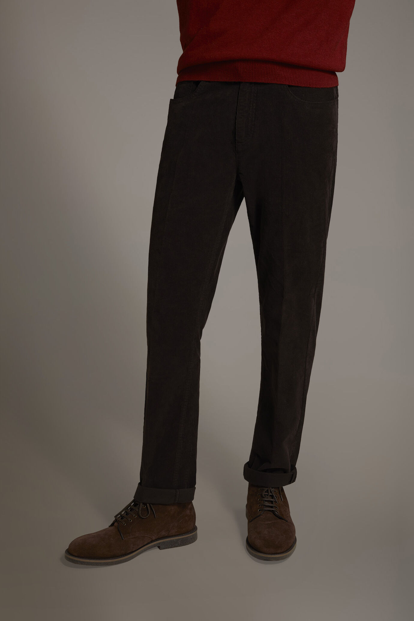 Regular fit 5 pockets trousers in corduroy fabric image number 2