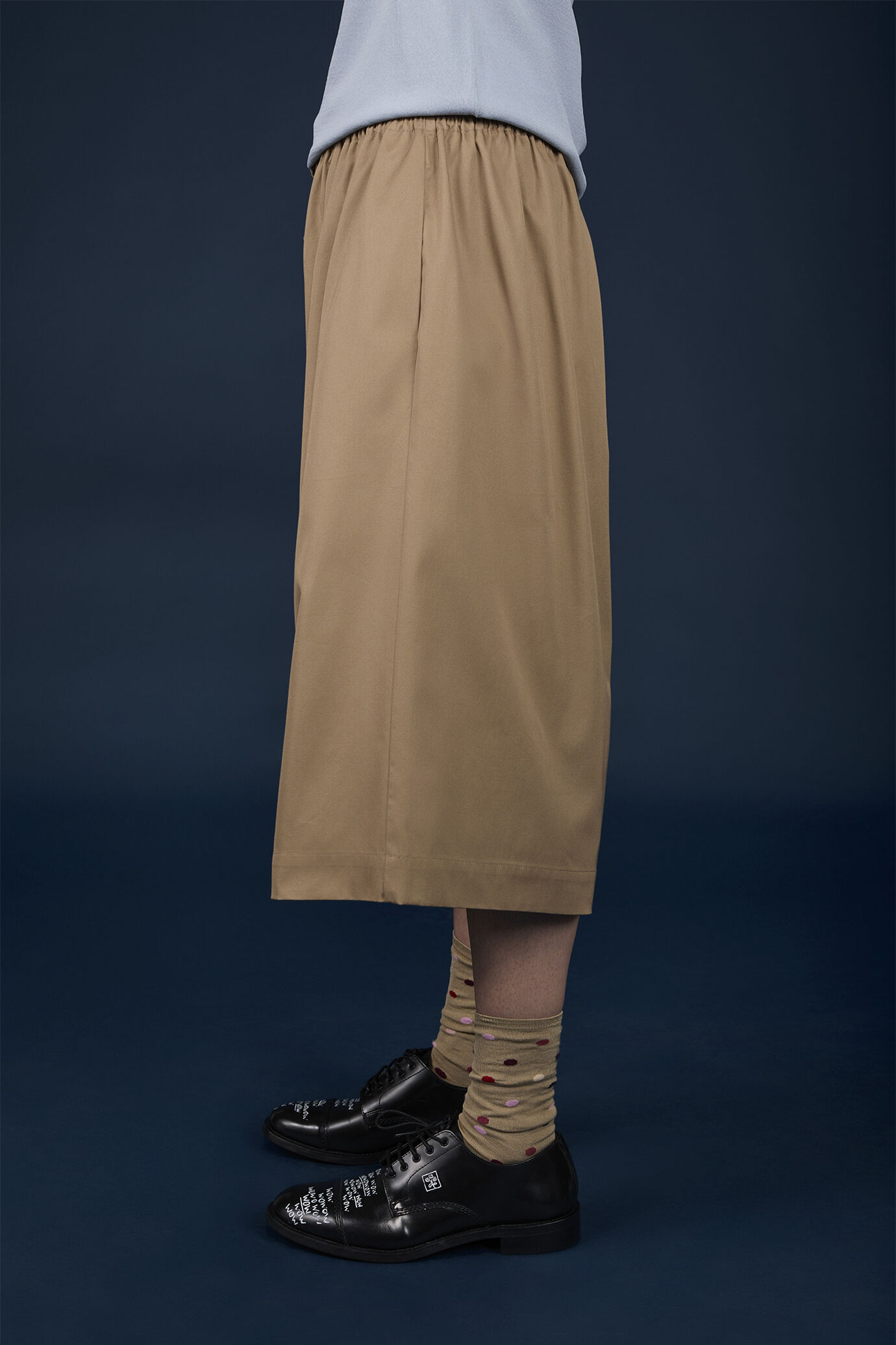 Long Bermuda skirt elastic waist 100% cotton image number 2