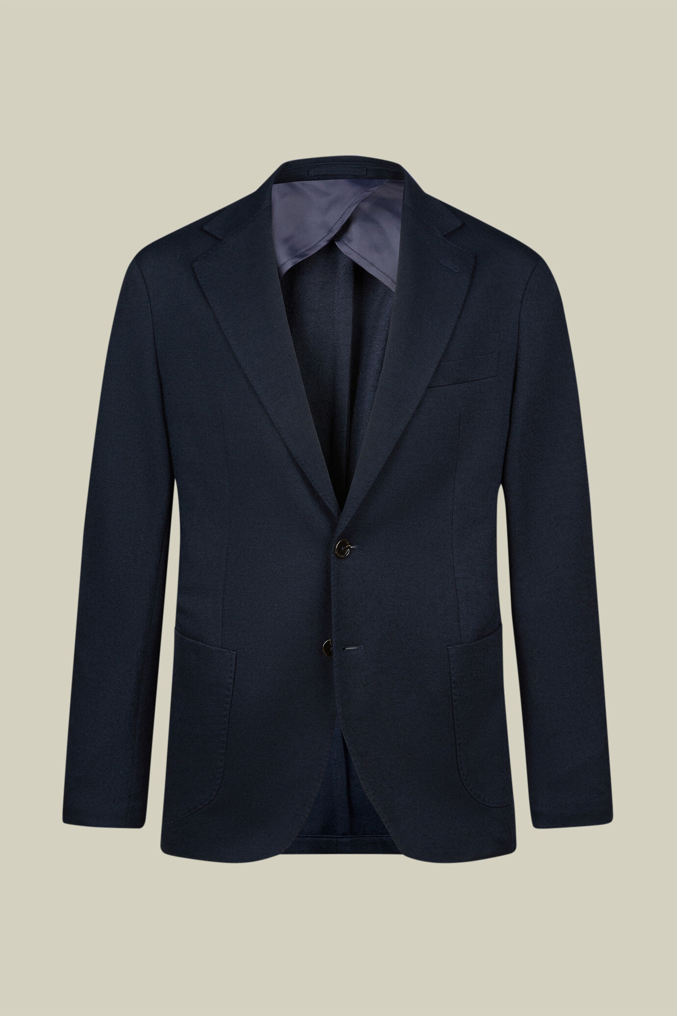 Men's classic single-breasted jacket in a regular fit, made from herringbone wool blend jersey image number 0