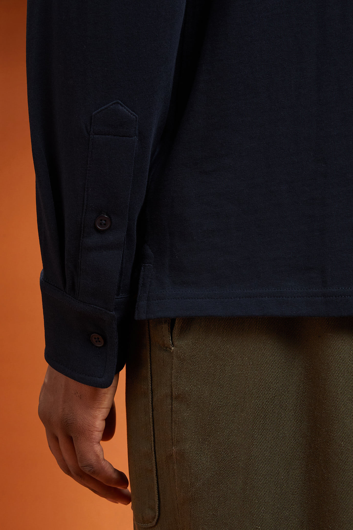 Polo camicia uomo manica lunga con collo classico 100% cotone regular fit image number 2