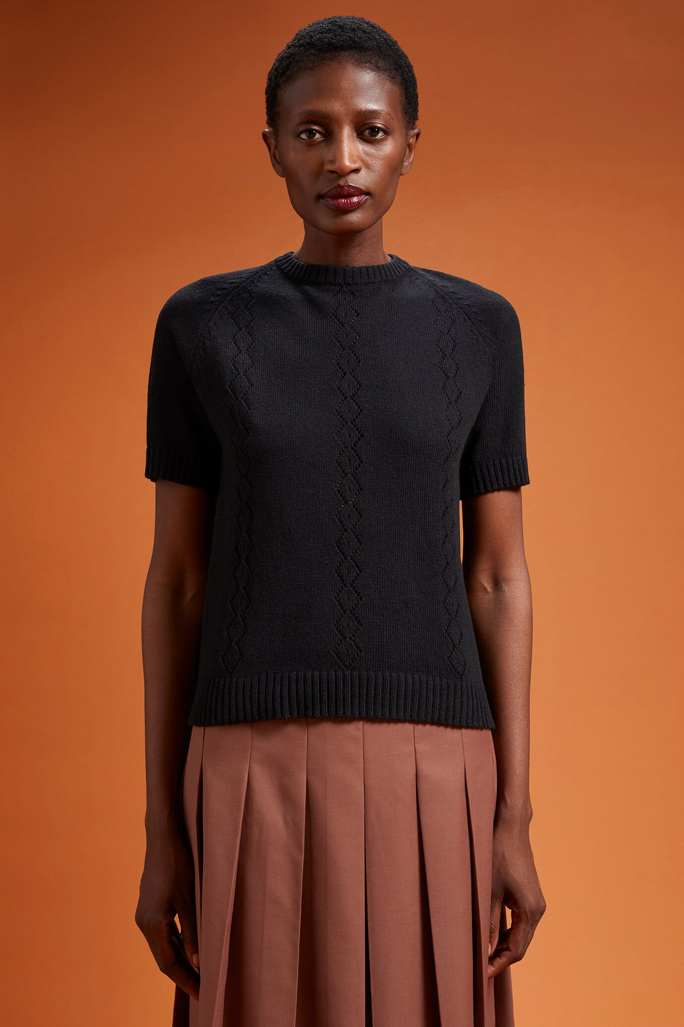 Women's half-sleeve crew neck jumper in a regular fit