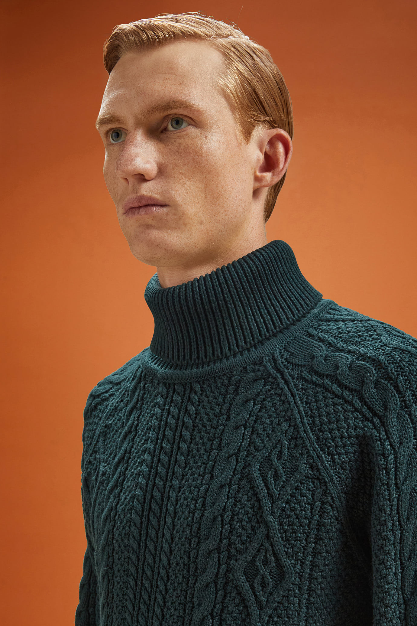 Pull col montant homme, 100% coton, ouvrage tissé, coupe classique image number 3