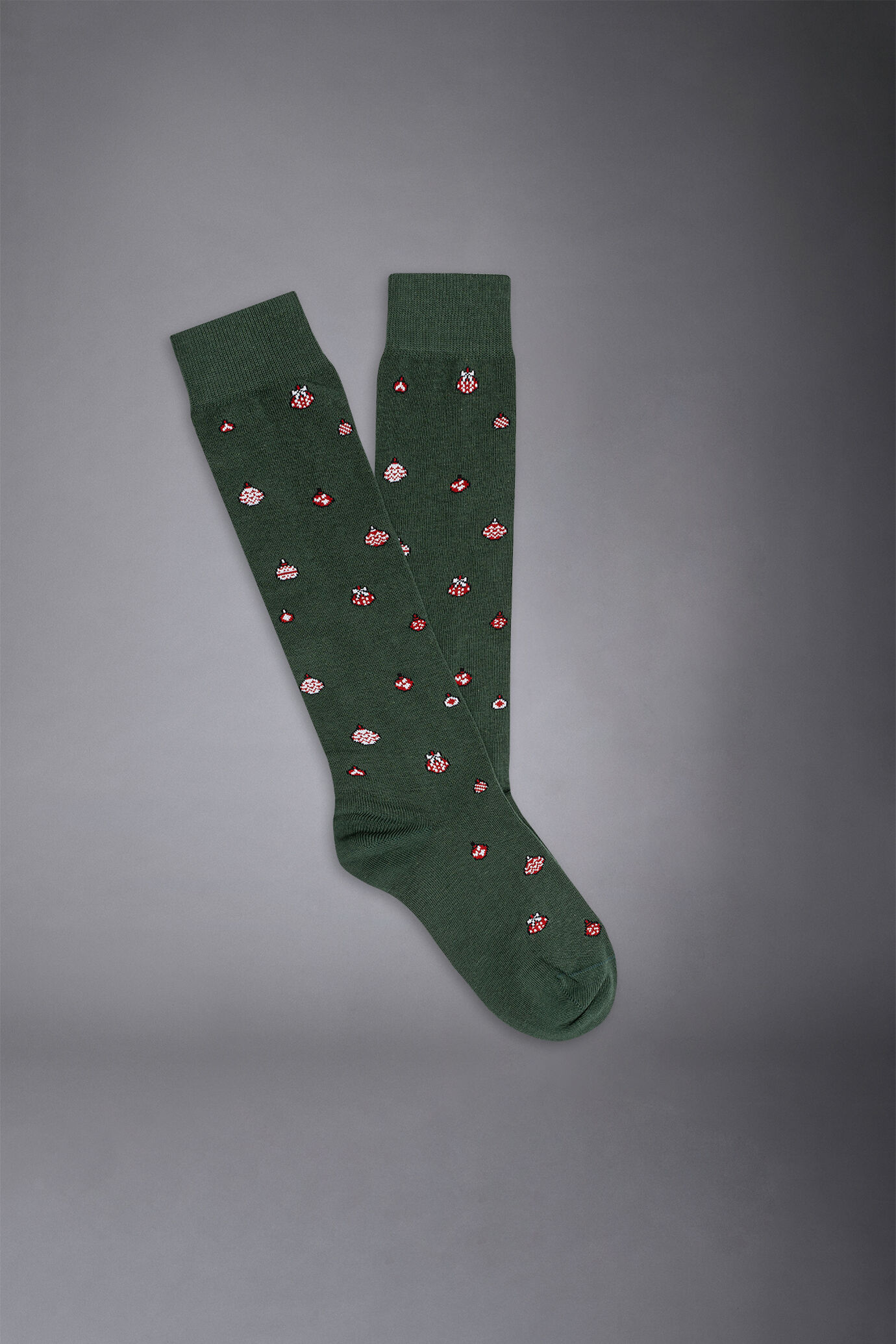 Long knit sock patterned Christmas decorations made in italy