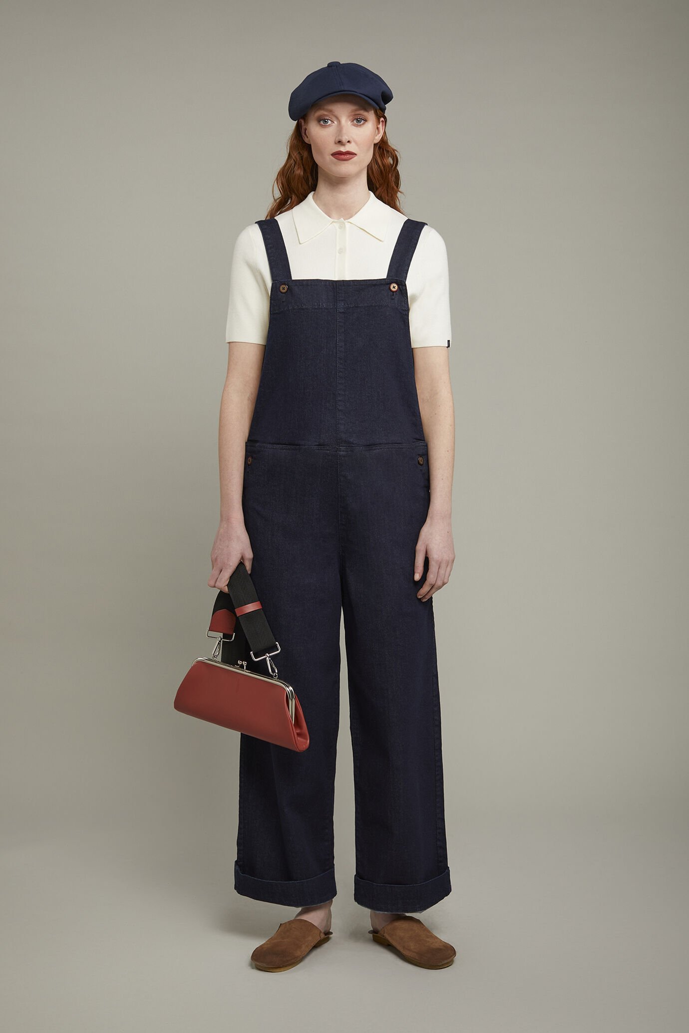 Salopette donna in denim 100% cotone regular fit image number 0