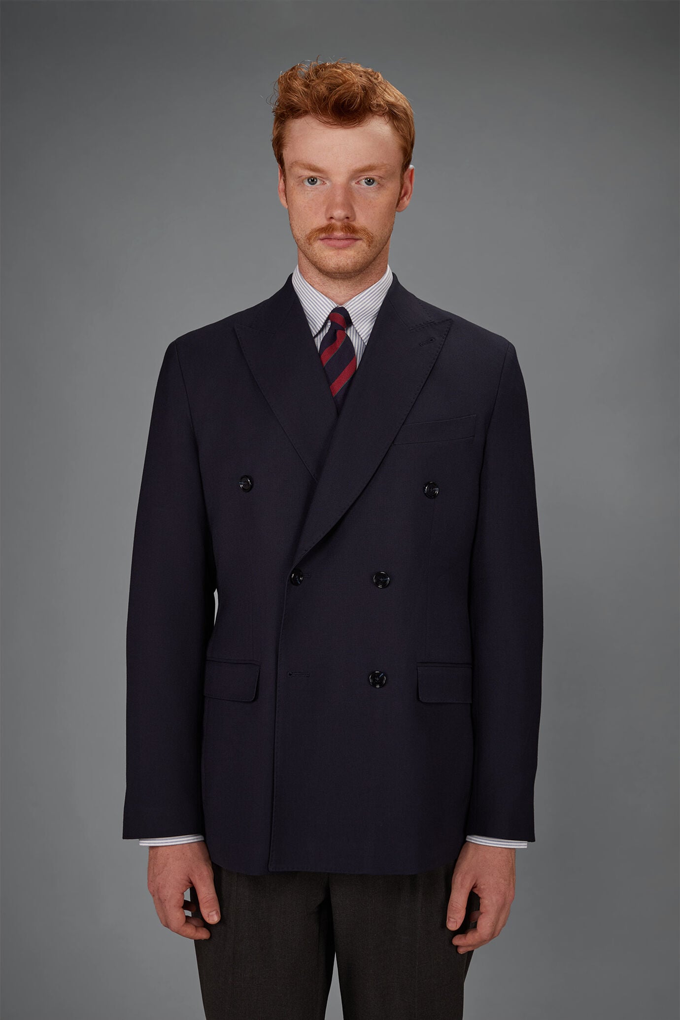 Gef&uuml;tterte Zweireihige Herrenjacke aus Hopsack-Gewebe in Regular-Fit image number 1