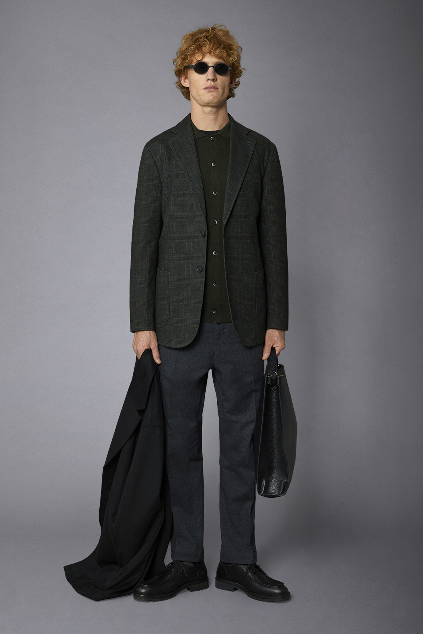 Regular fit genderless single-breasted jacket Prince of Wales fabric