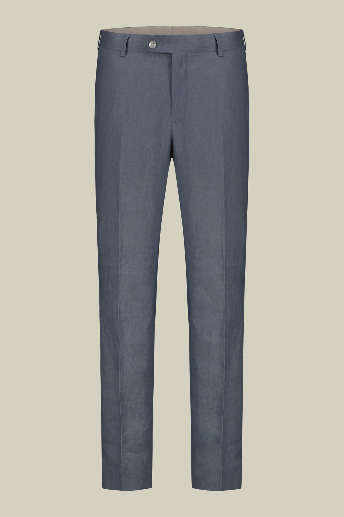 Single-breasted men's suit with flat front trousers, in 100% linen with a washed effect image number 6