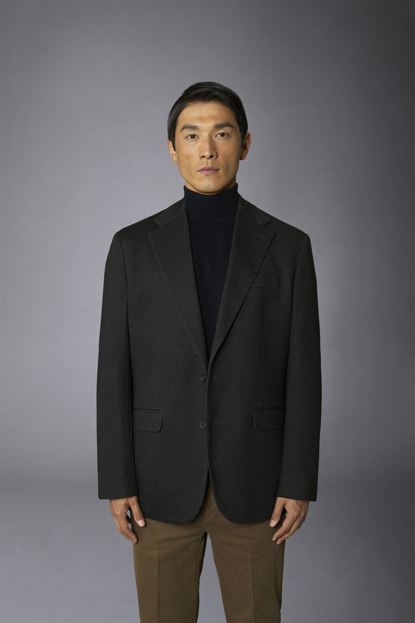 Single-breasted genderless jacket in printed jersey regular fit image number 2