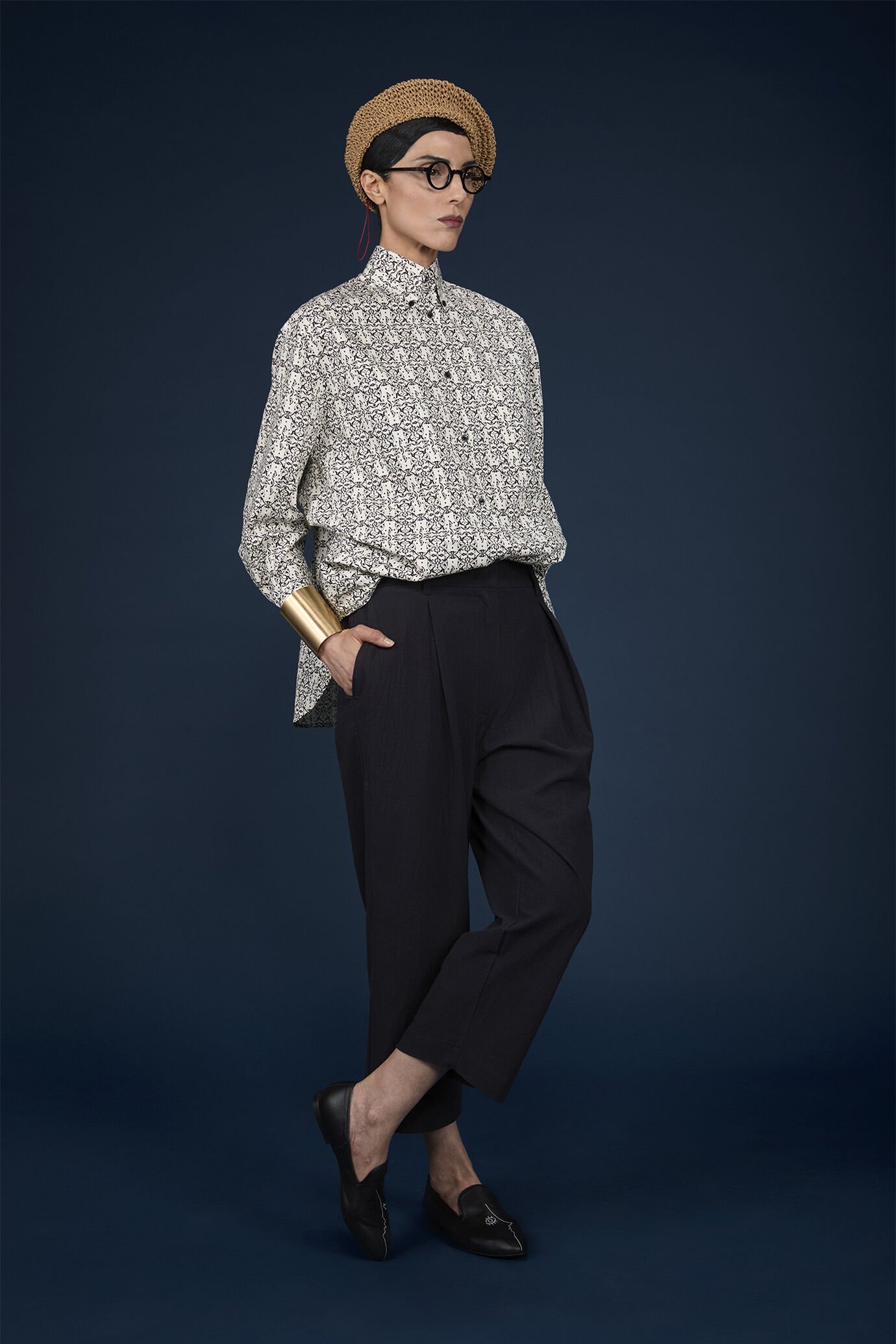 Women's unstructured shirt 100% printed cotton image number 1