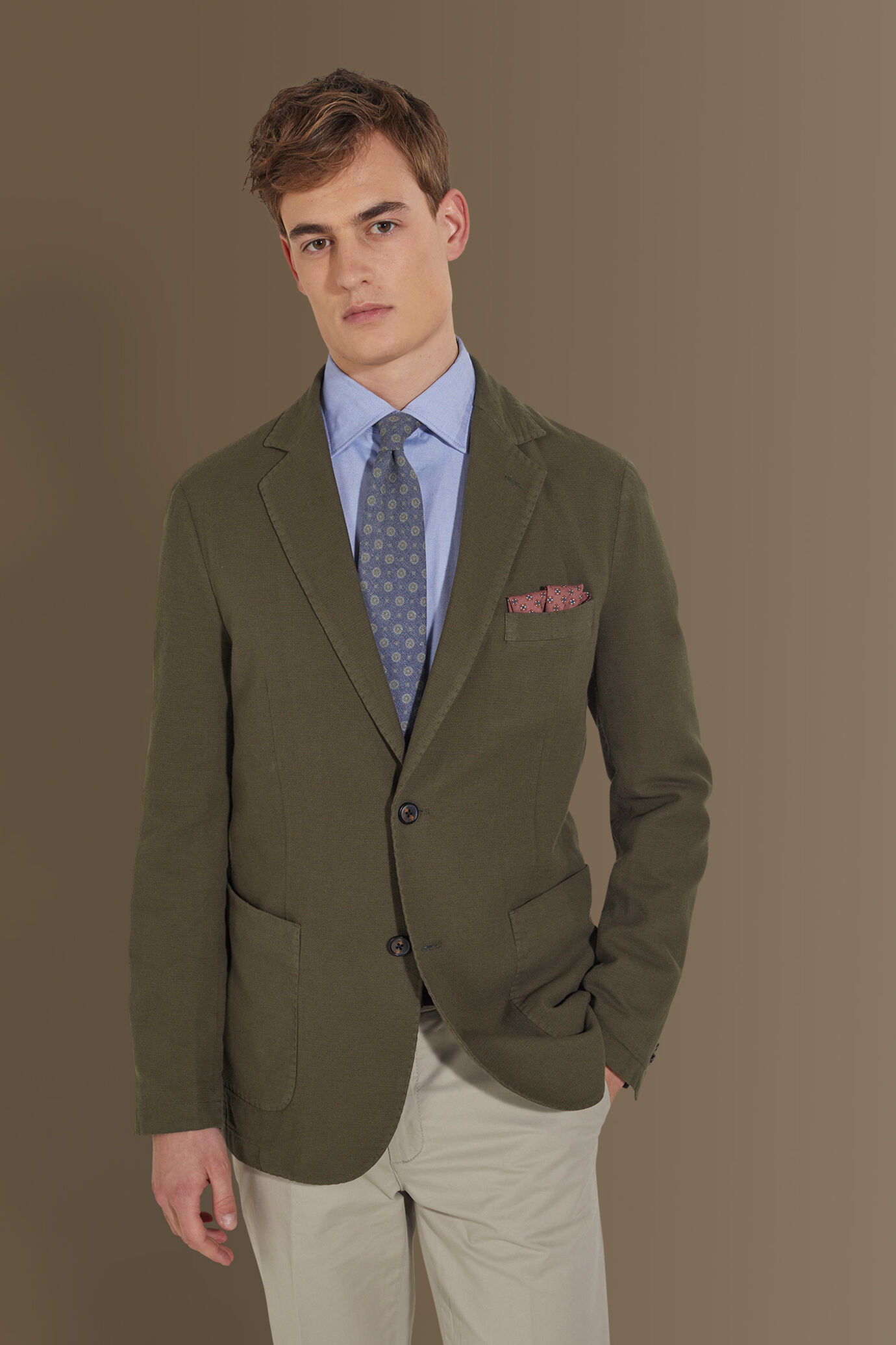 Single breasted jacket patch pocket cotton linen garmet dyed image number 2