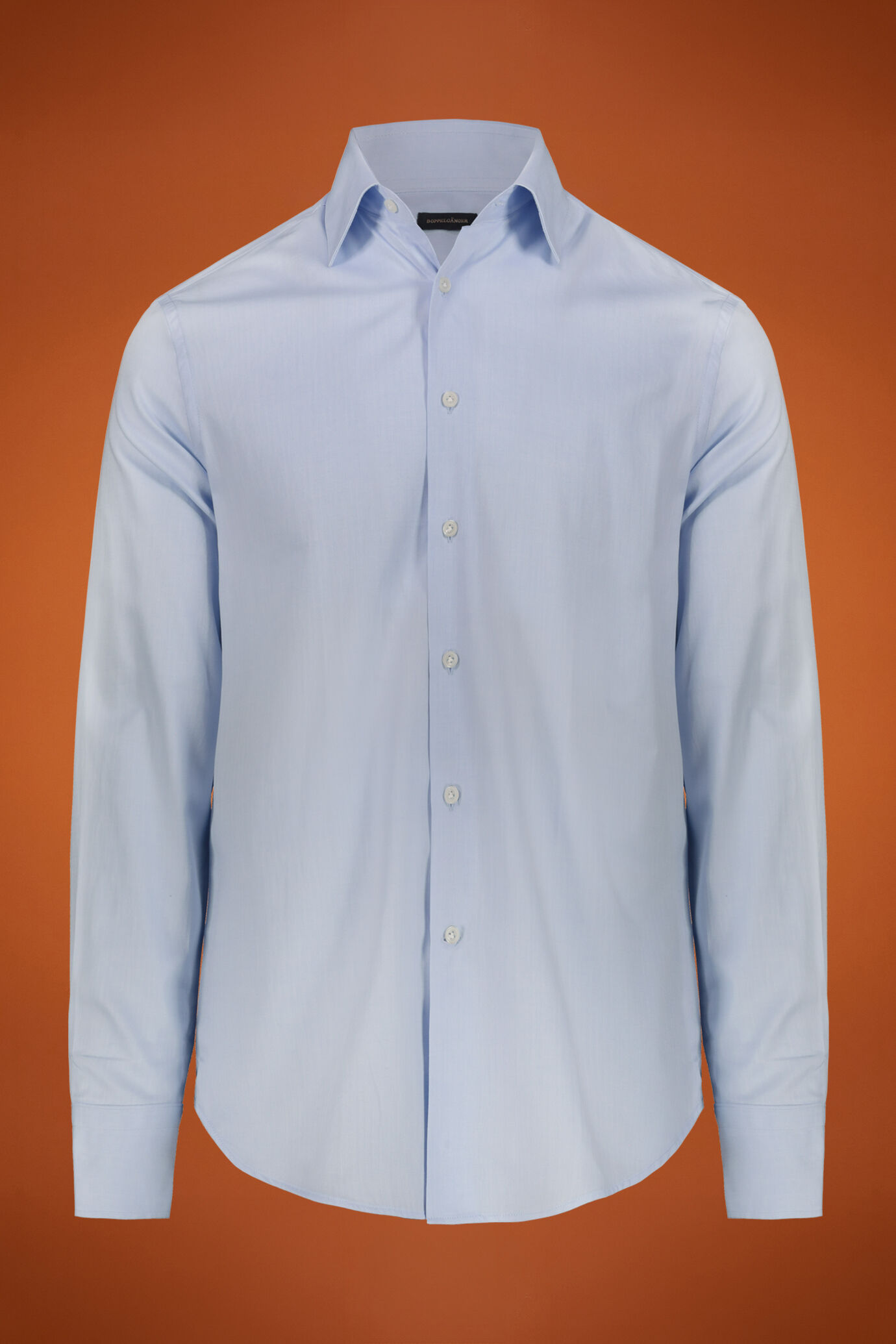 Men's shirt classic collar 100% cotton herringbone fabric plain regular fit image number 0