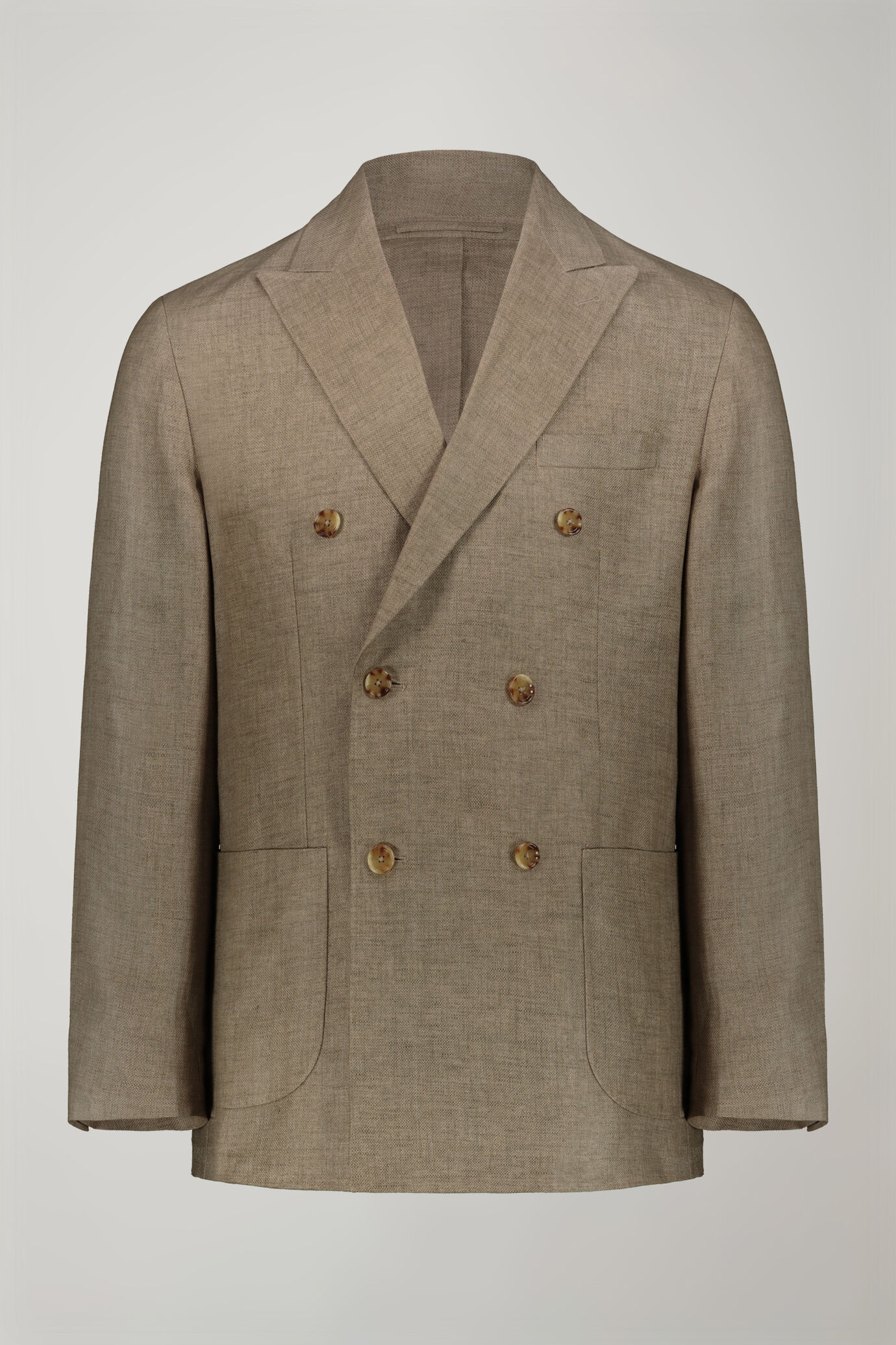 Veste croisée homme non doublée avec poches plaquées en 100 % lin coupe régulière image number 4