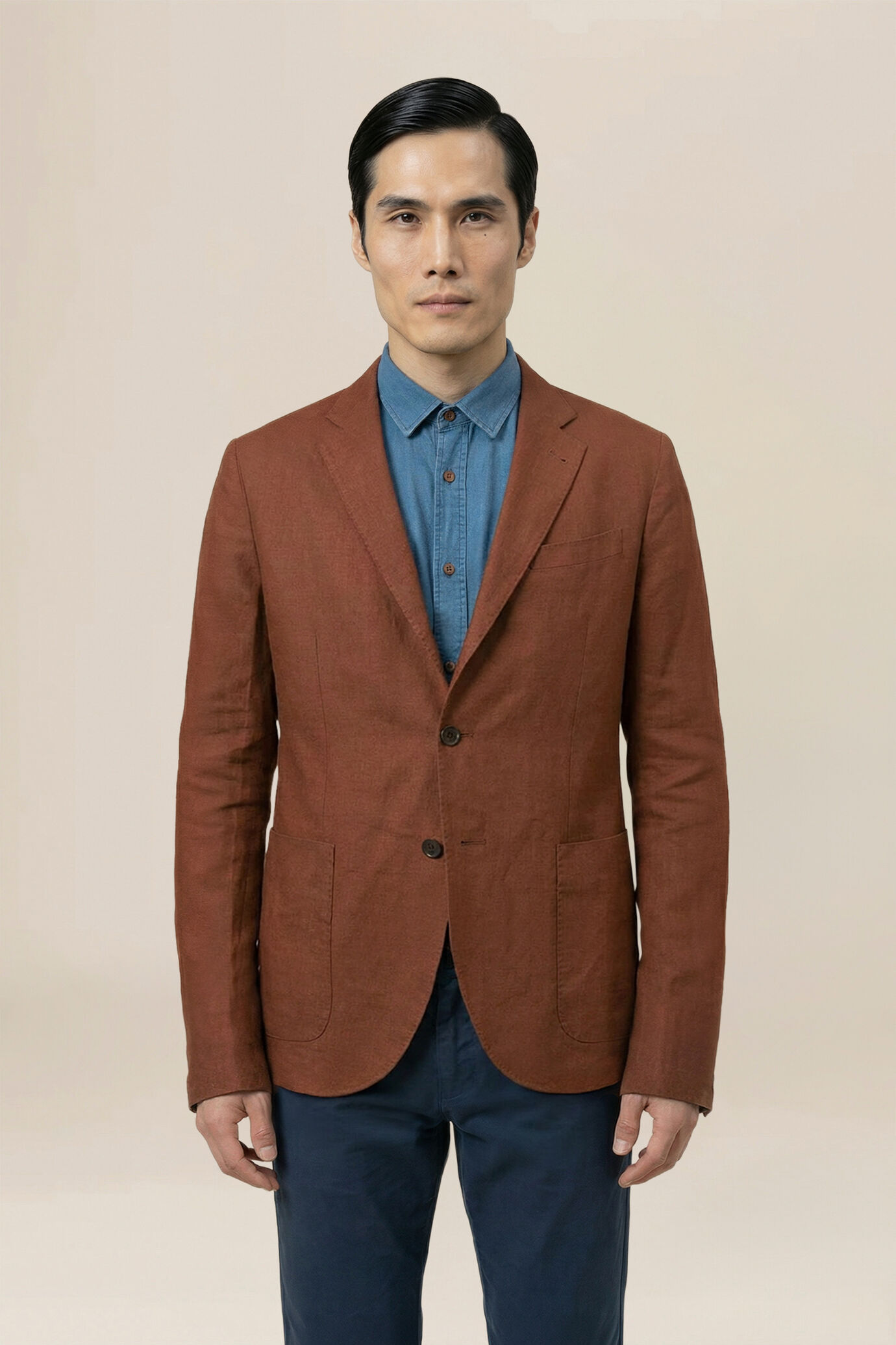 Giacca uomo sfoderata 100% lino regular fit image number 1