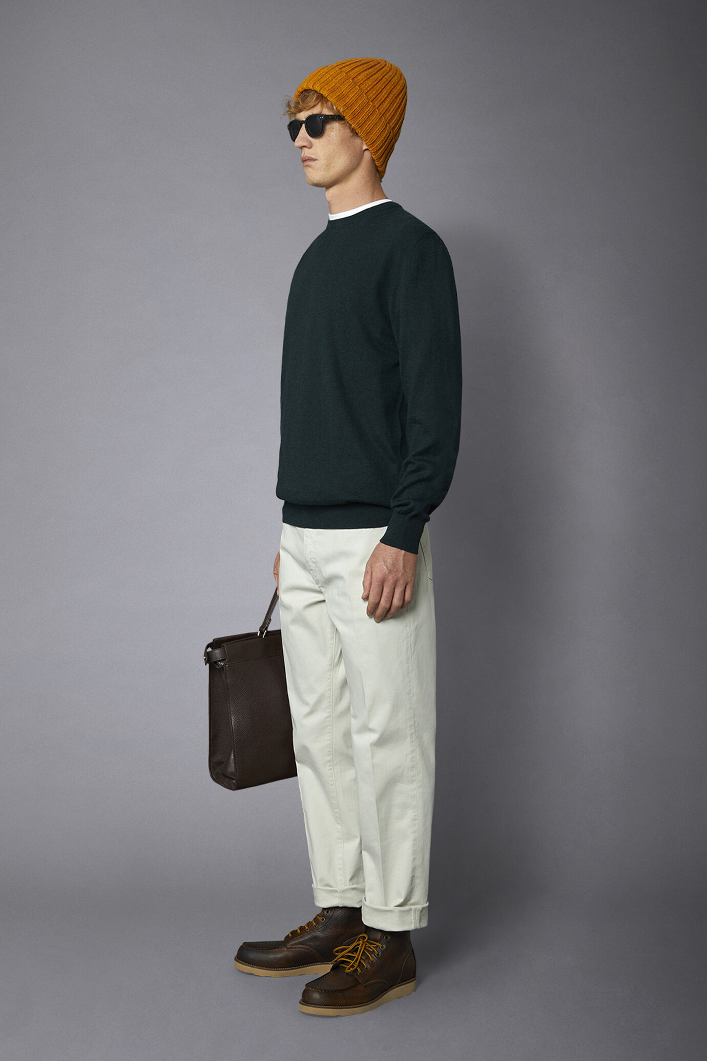 Pullover mit Rundhalsausschnitt aus Wolle und Baumwolle image number 1