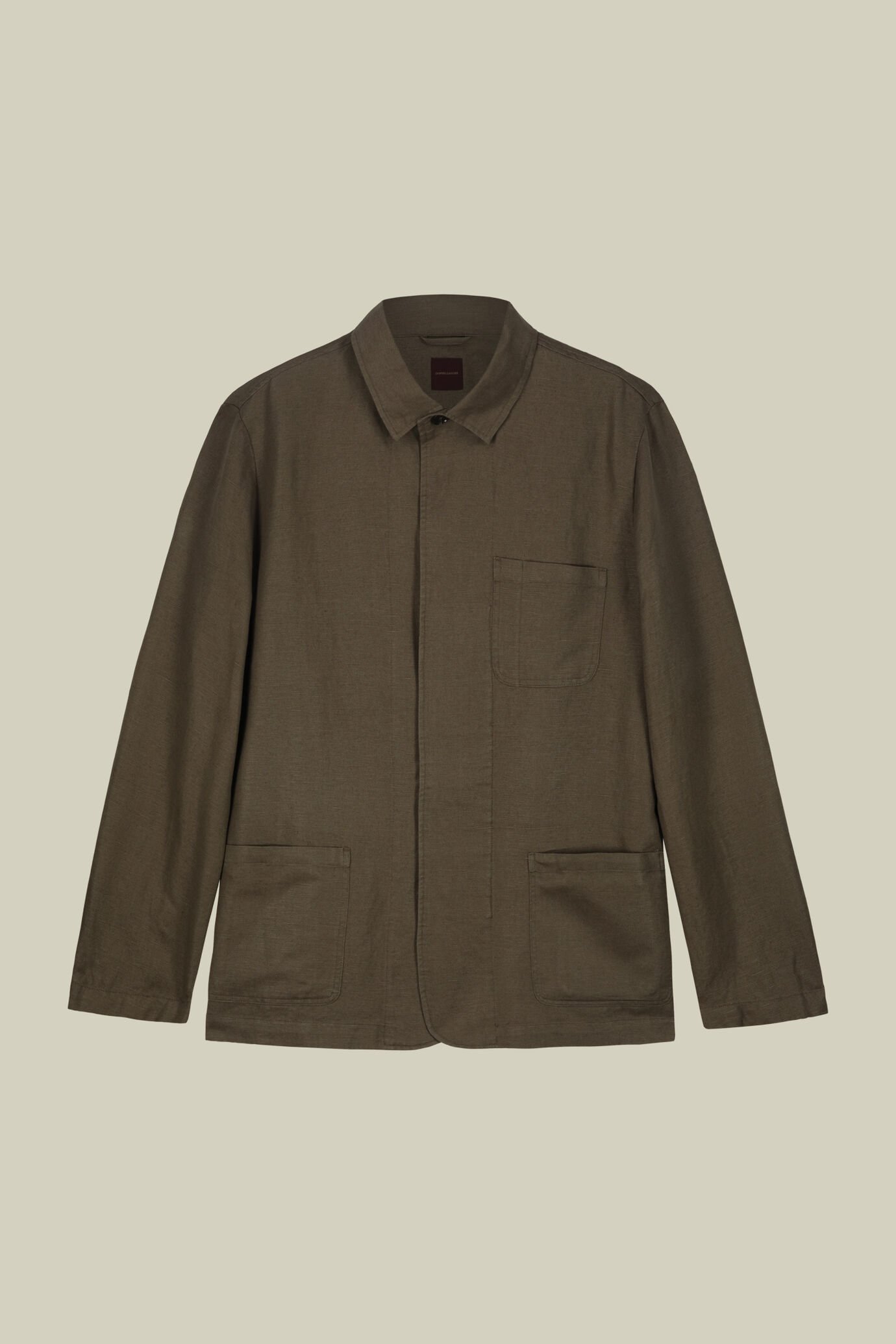 Veste chemise à poches plaquées, en lin et coton lavé