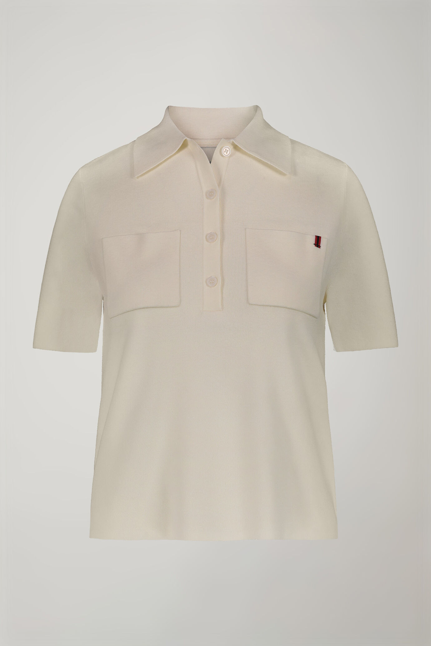 Polo femme en maille &agrave; manches courtes, couleur unie image number 4