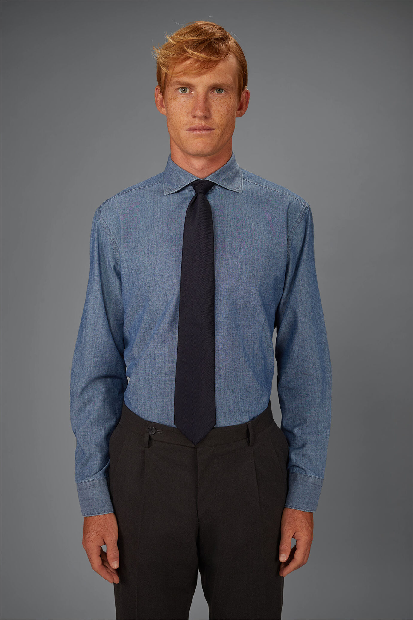 Camicia uomo in tessuto denim regular fit image number 1