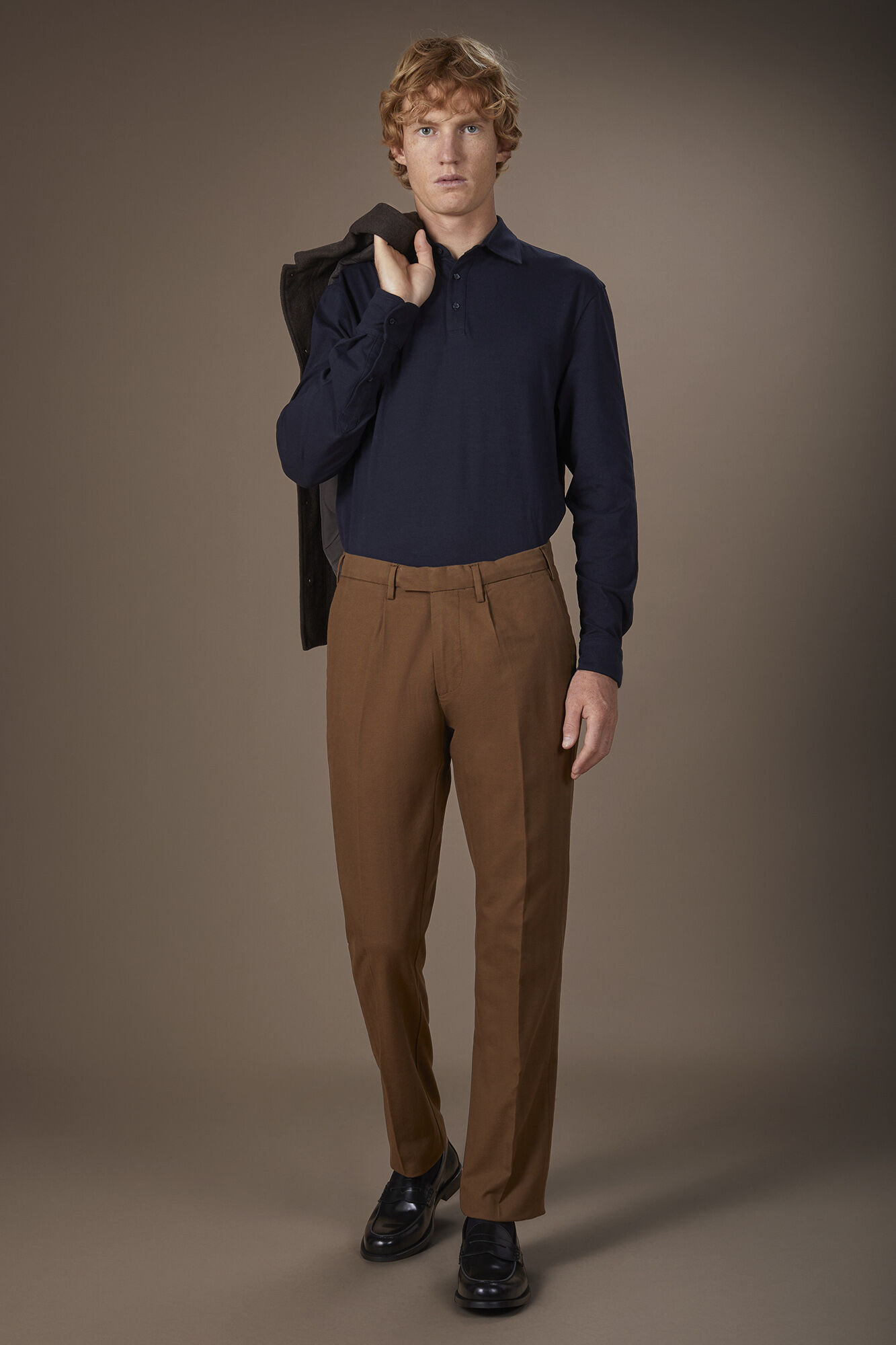 Men's wool blend herringbone construction trousers regular