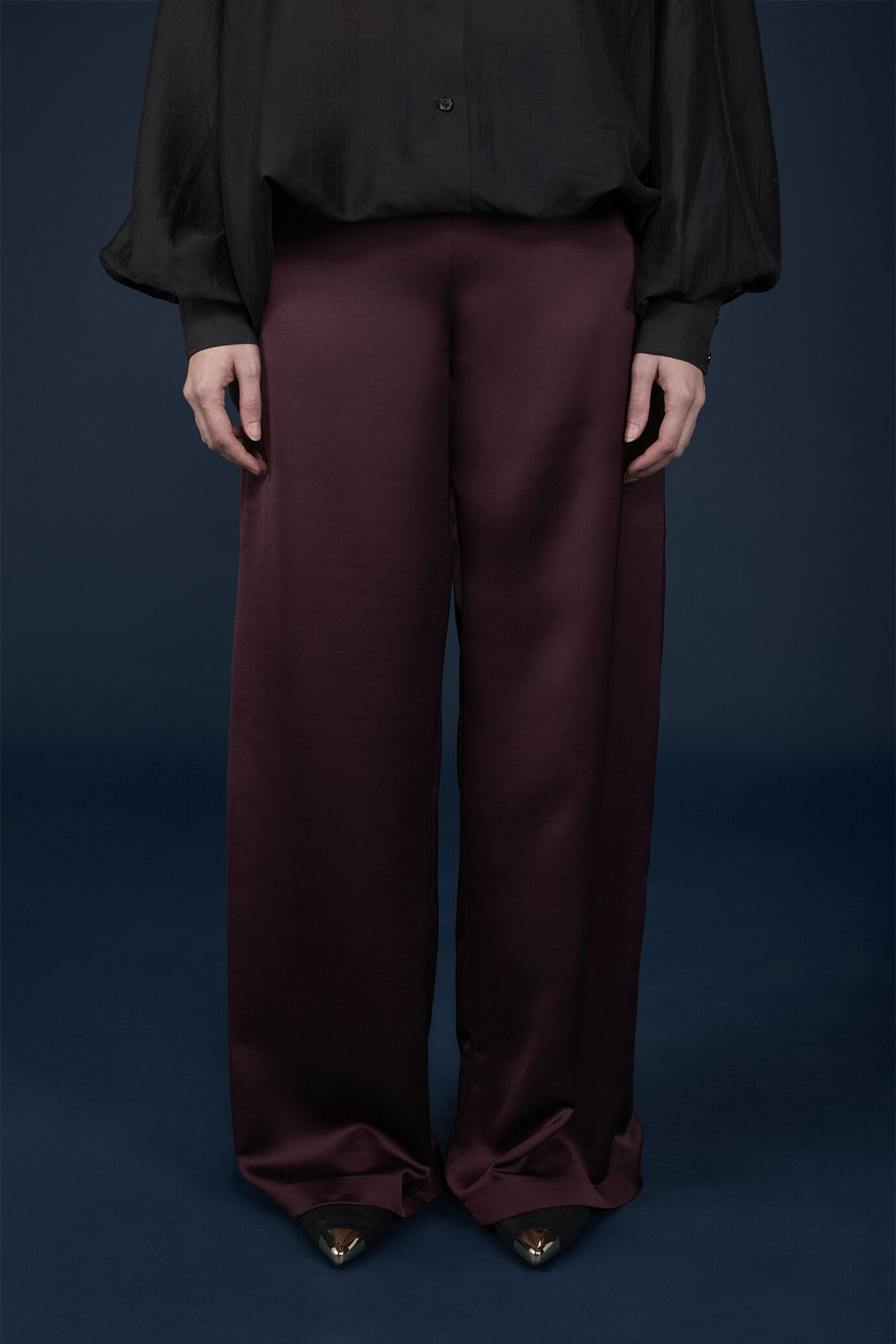 Pantalone donna palazzo con cerniera sul fianco image number 2