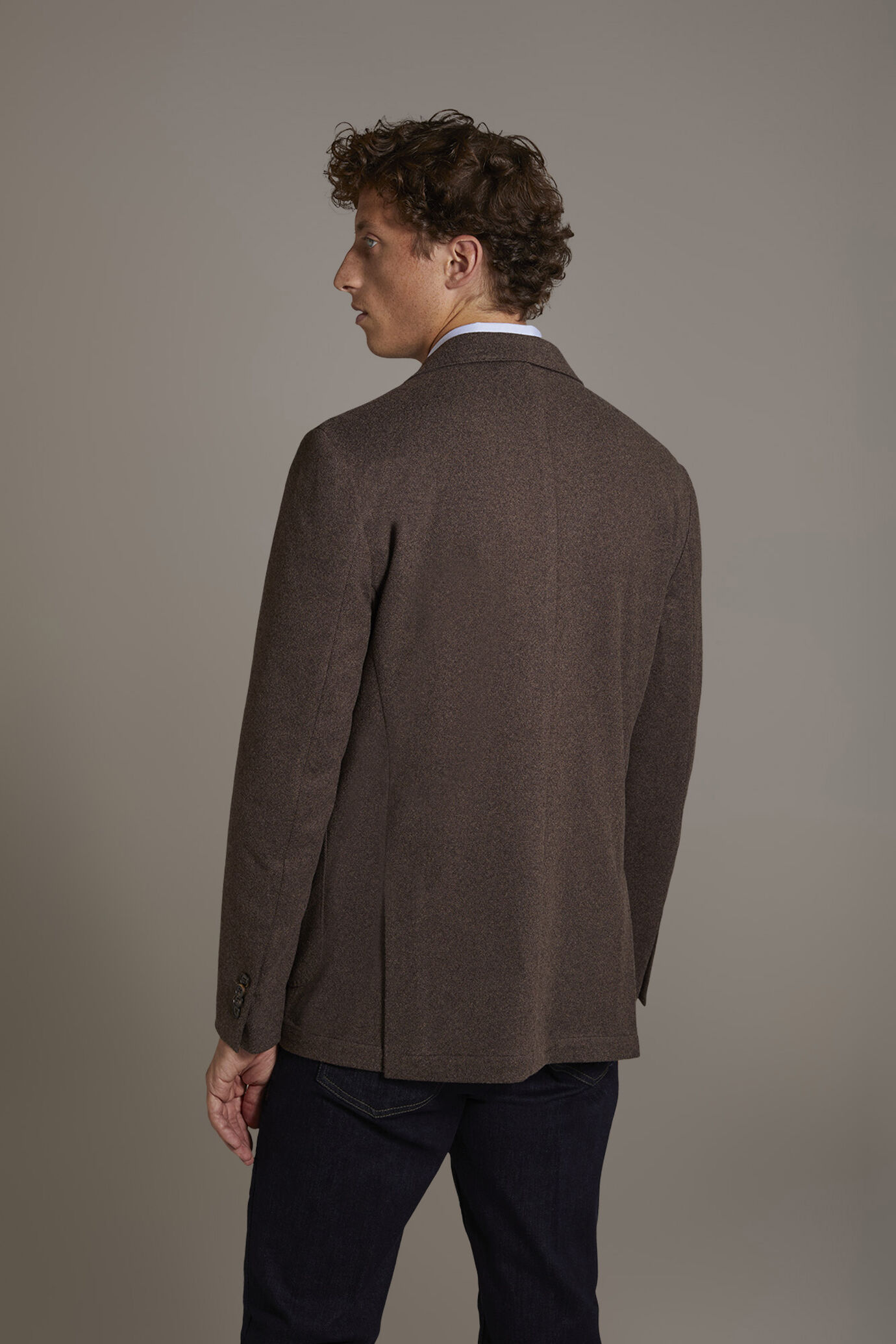 Single-breasted jersey jacket with patch pockets image number 4