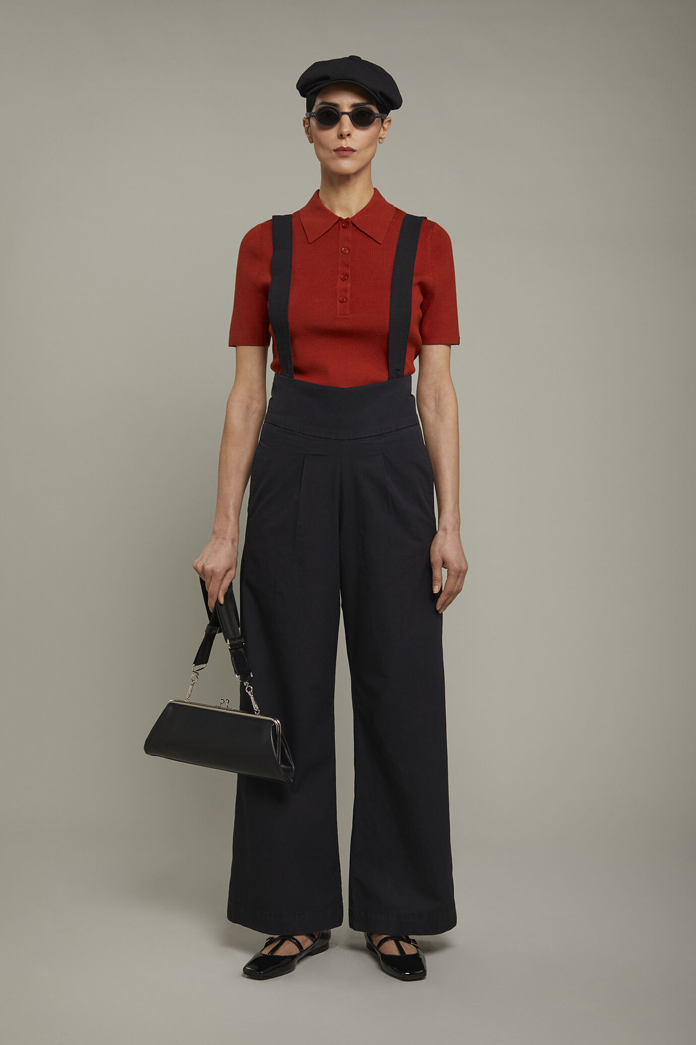 Women’s high-waisted trousers with suspenders regular fit image number 0