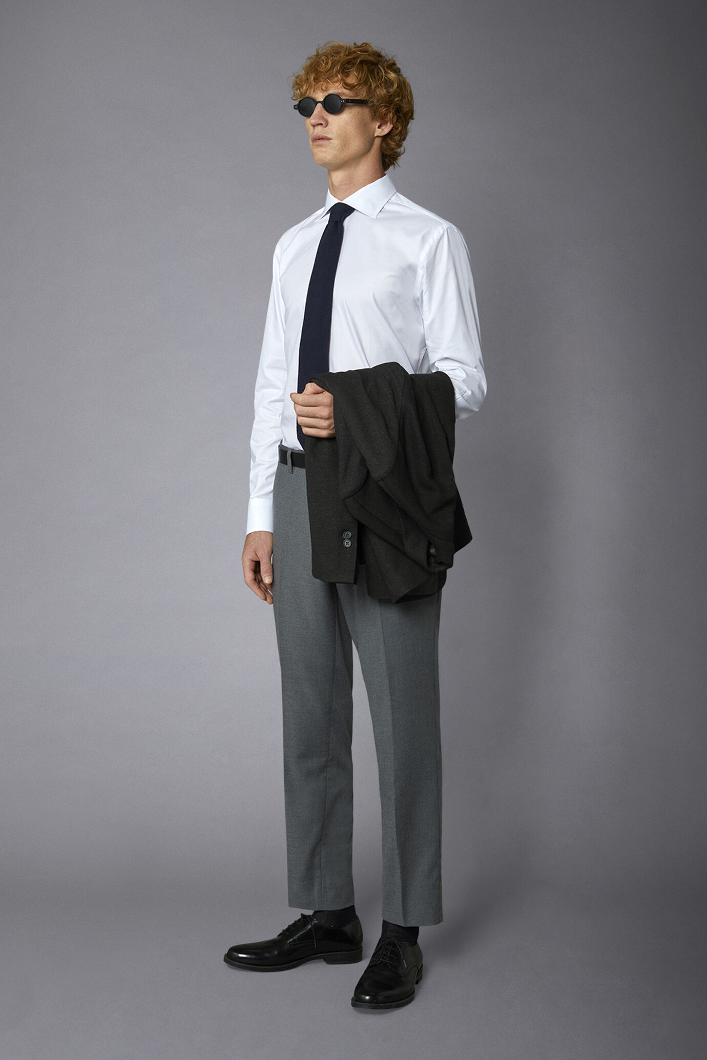 Chemise classique à col français, coupe régulière, tissu à chevrons image number 1