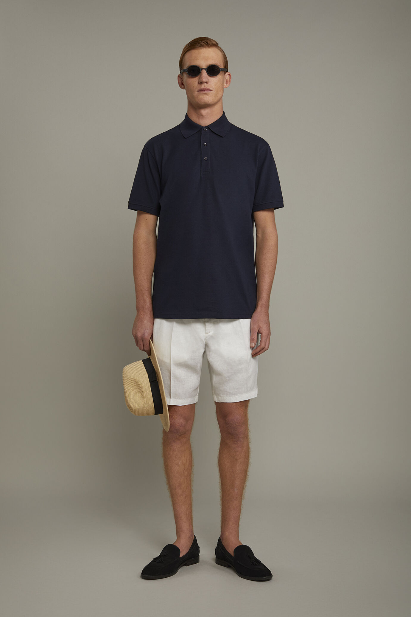 Kurzärmeliges Herren-Poloshirt aus 100 % Baumwolle in normaler Passform