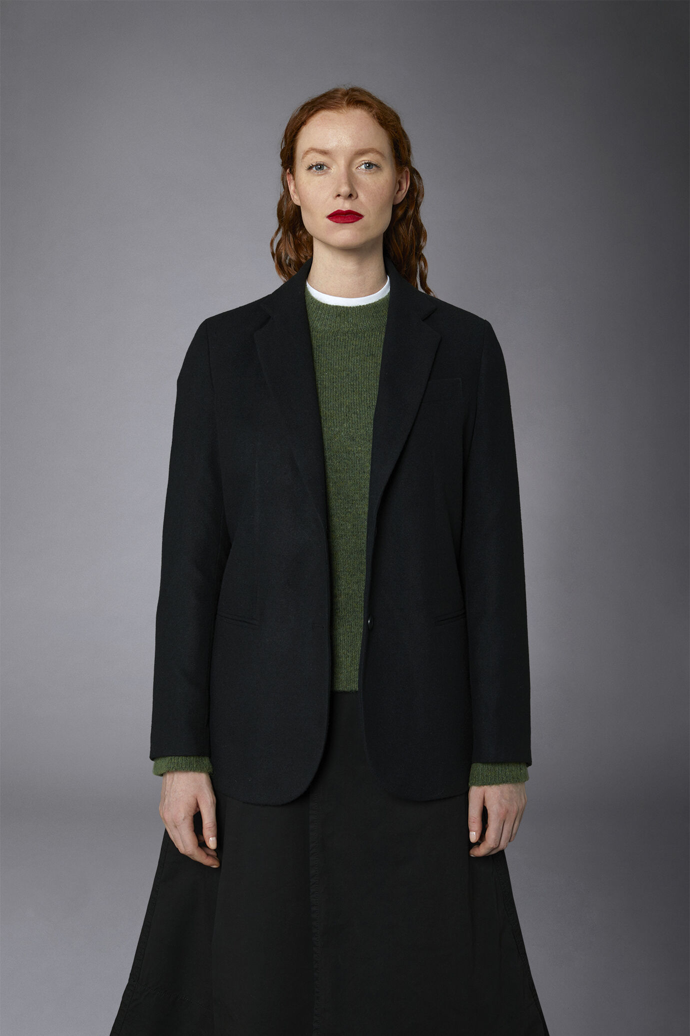 Women's single-breasted tweed wool-blend jacket image number 2