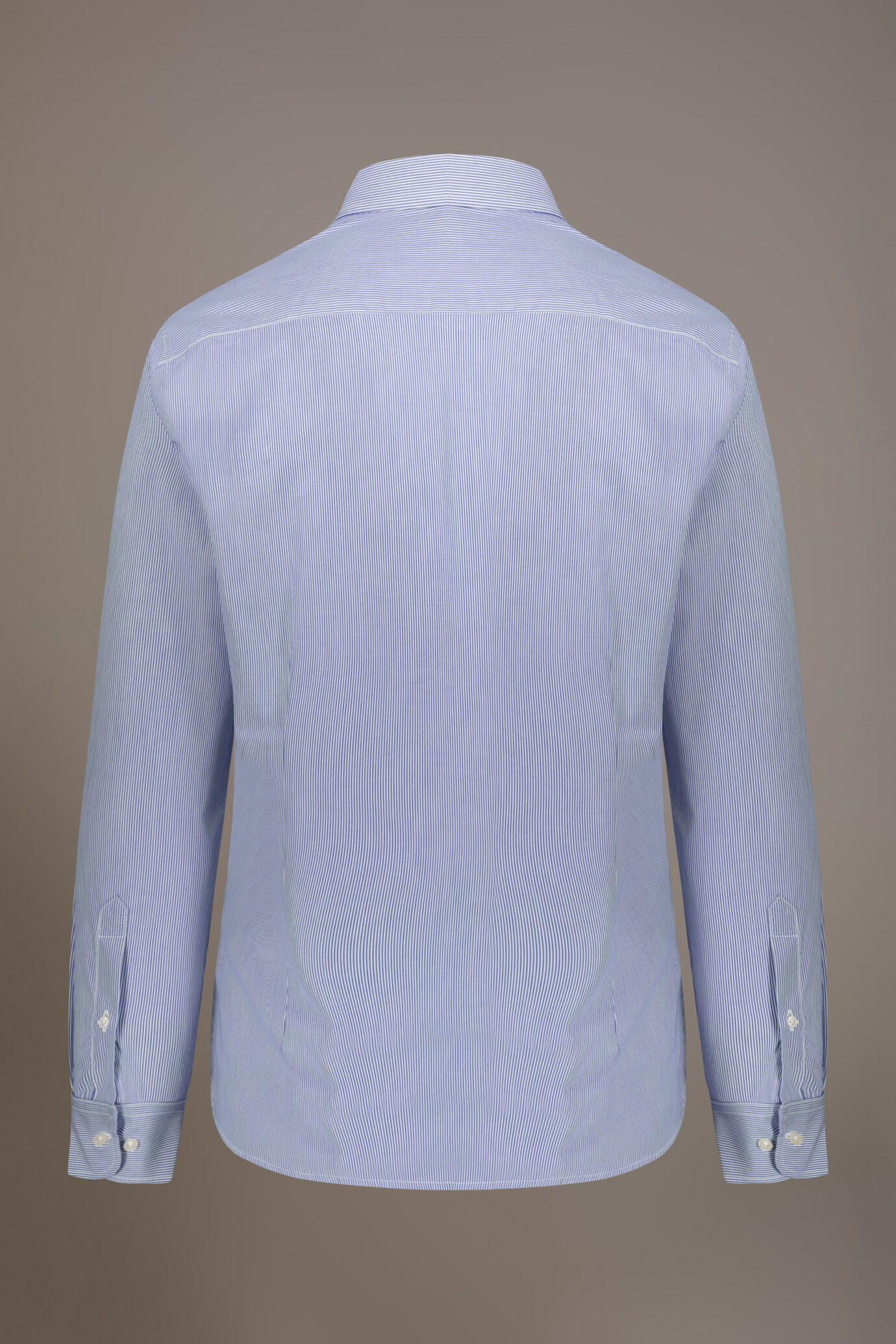 Camicia classica collo francese slim fit tessuto tinto filo rigato image number 4