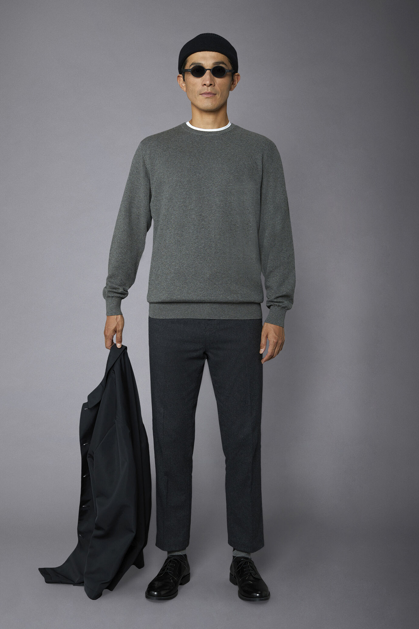 Men's roundneck wool and cotton sweater image number 0