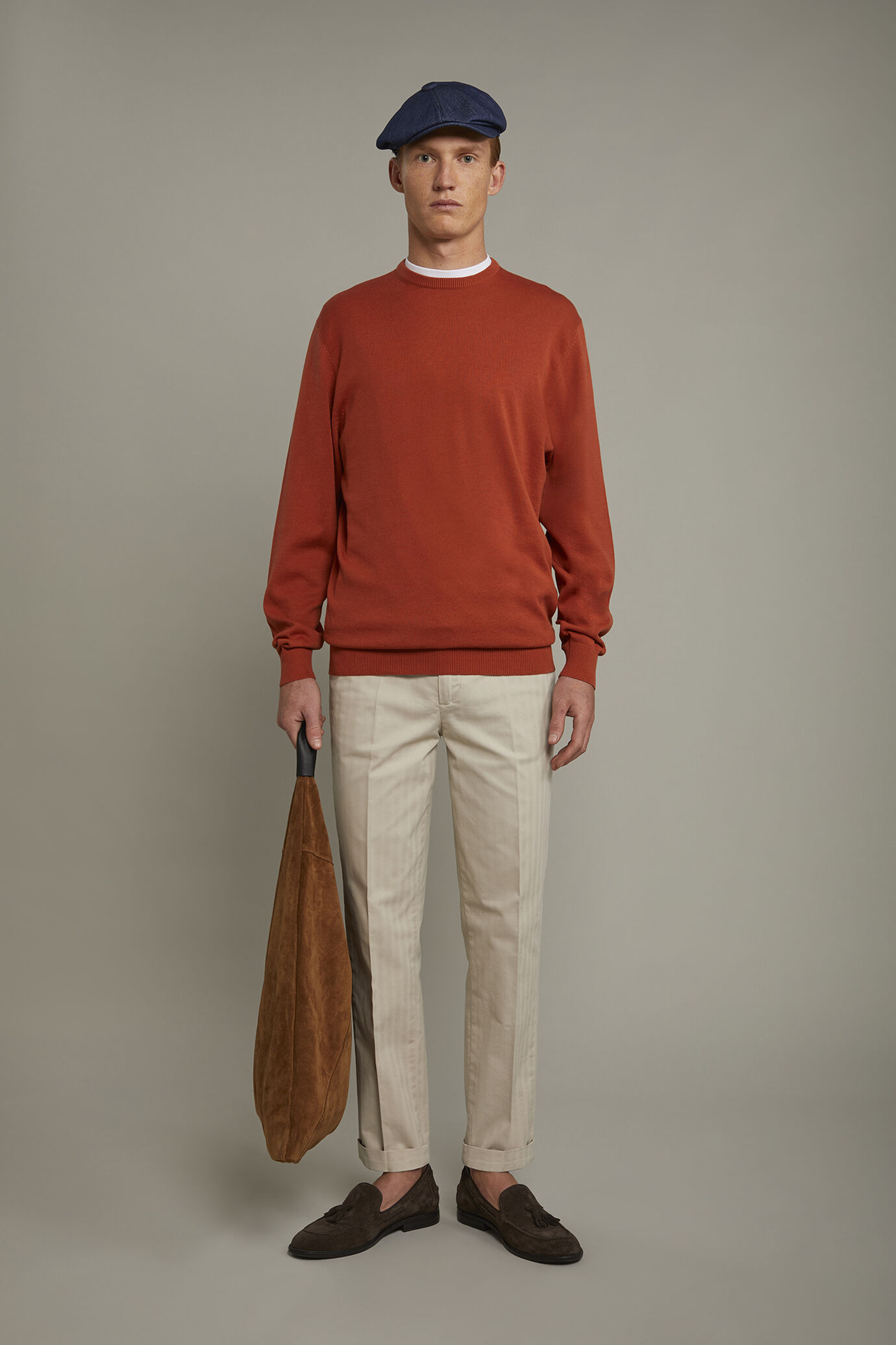 Pull homme &agrave; col rond 100&nbsp;% coton coupe r&eacute;guli&egrave;re image number 0