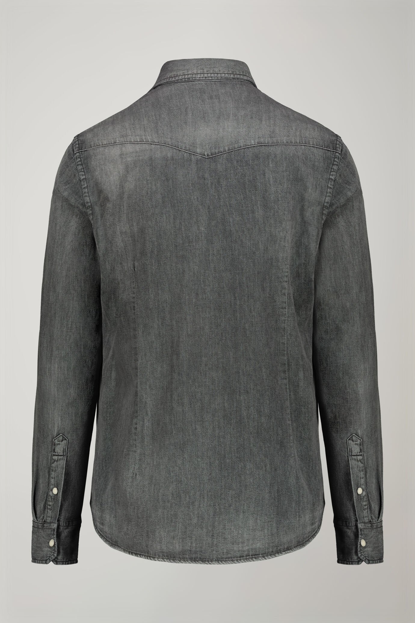 Camicia casual uomo collo classico 100% cotone tessuto denim comfort fit image number 6