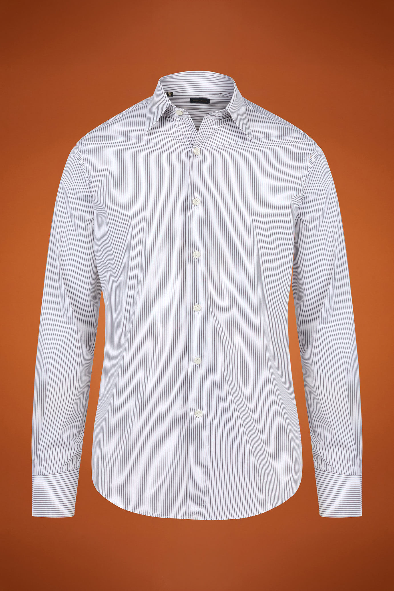 Camicia classica uomo con collo classico e tessuto tecnico tinto filo rigato regular fit image number 4