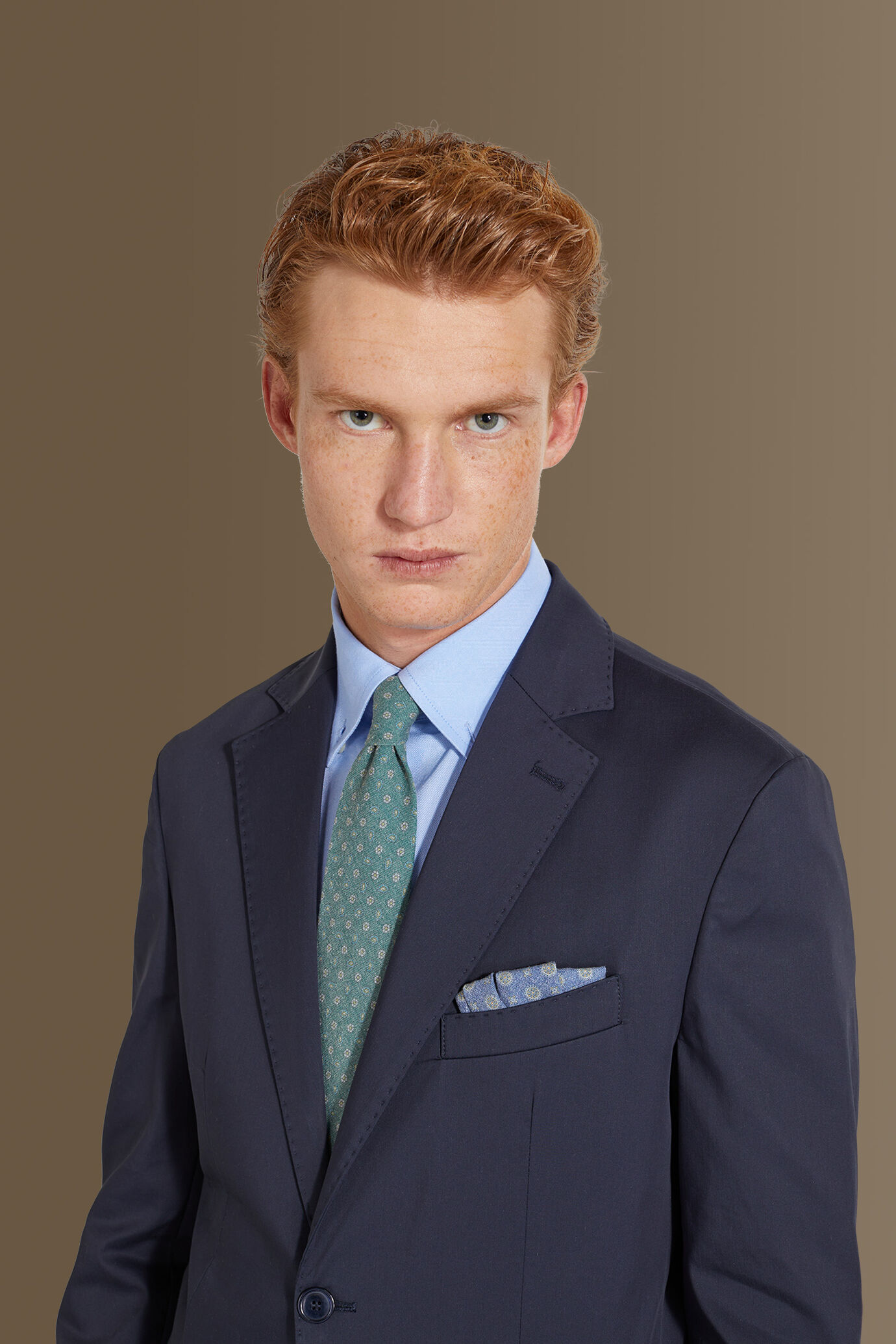 Single breasted suit flat trousers cotton blend fabric solid colour made in italy image number 3