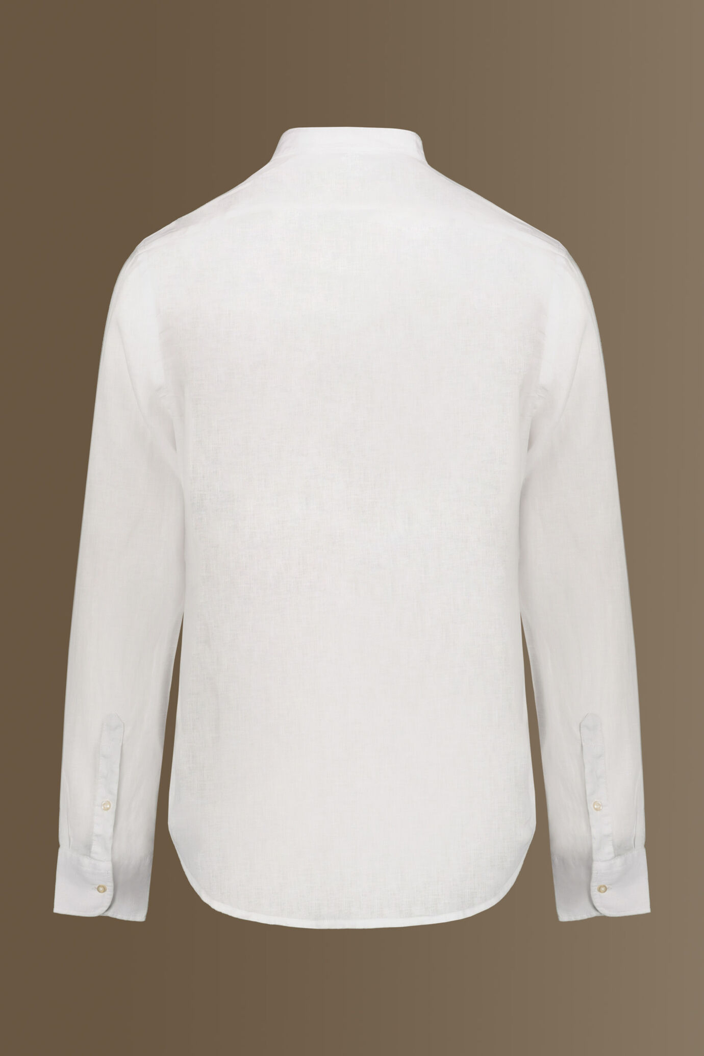 Camicia casual collo coreano 100% lino tinta unita uomo image number 5