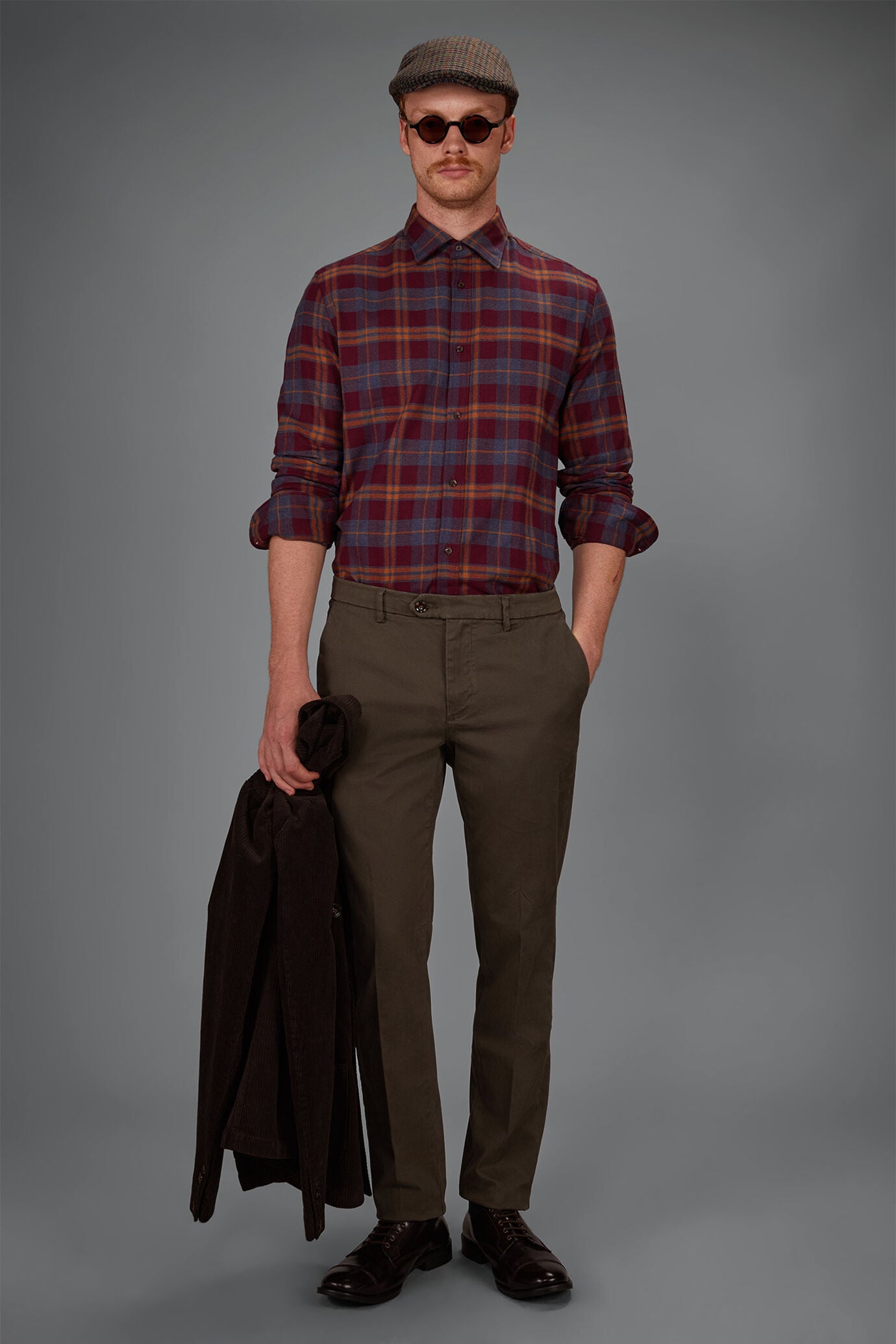 Camicia uomo in tessuto flanella leggero a quadri