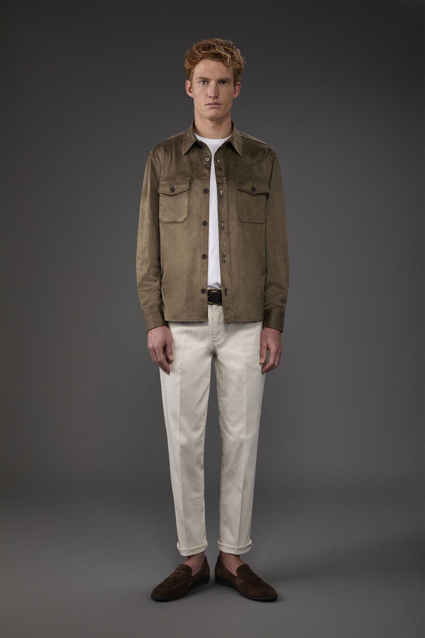 Ungefütterte Hemdjacke aus Kunst-Veloursleder für Herren image number 2