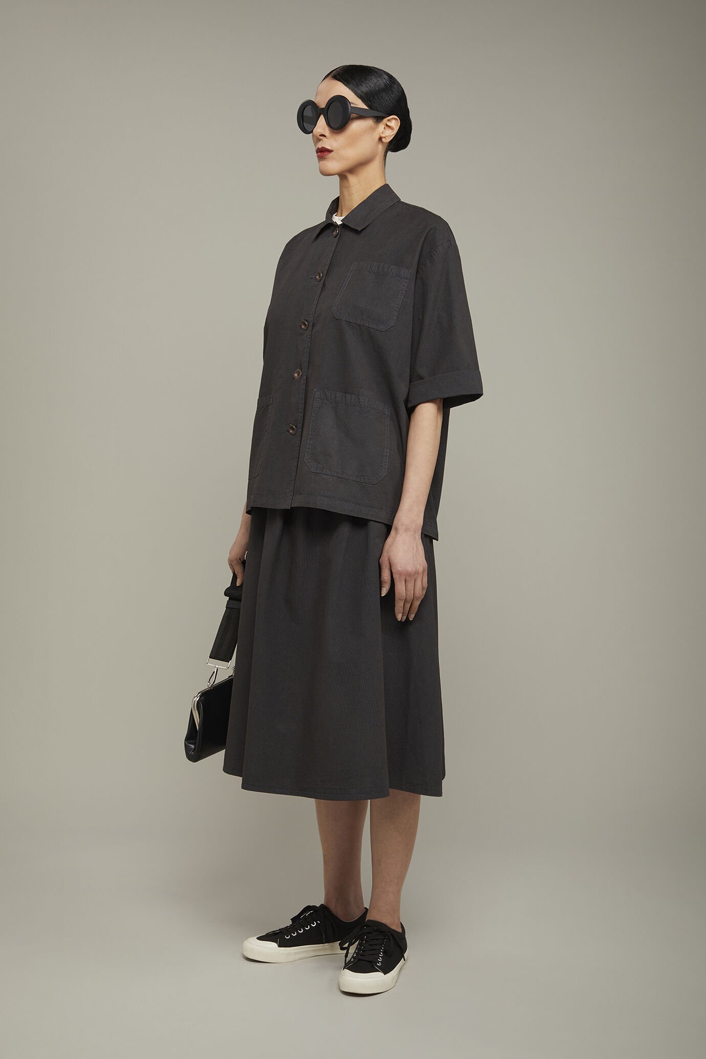 Veste femme à col chemise et motif à microcarreaux en 100 % coton coupe régulière image number 1