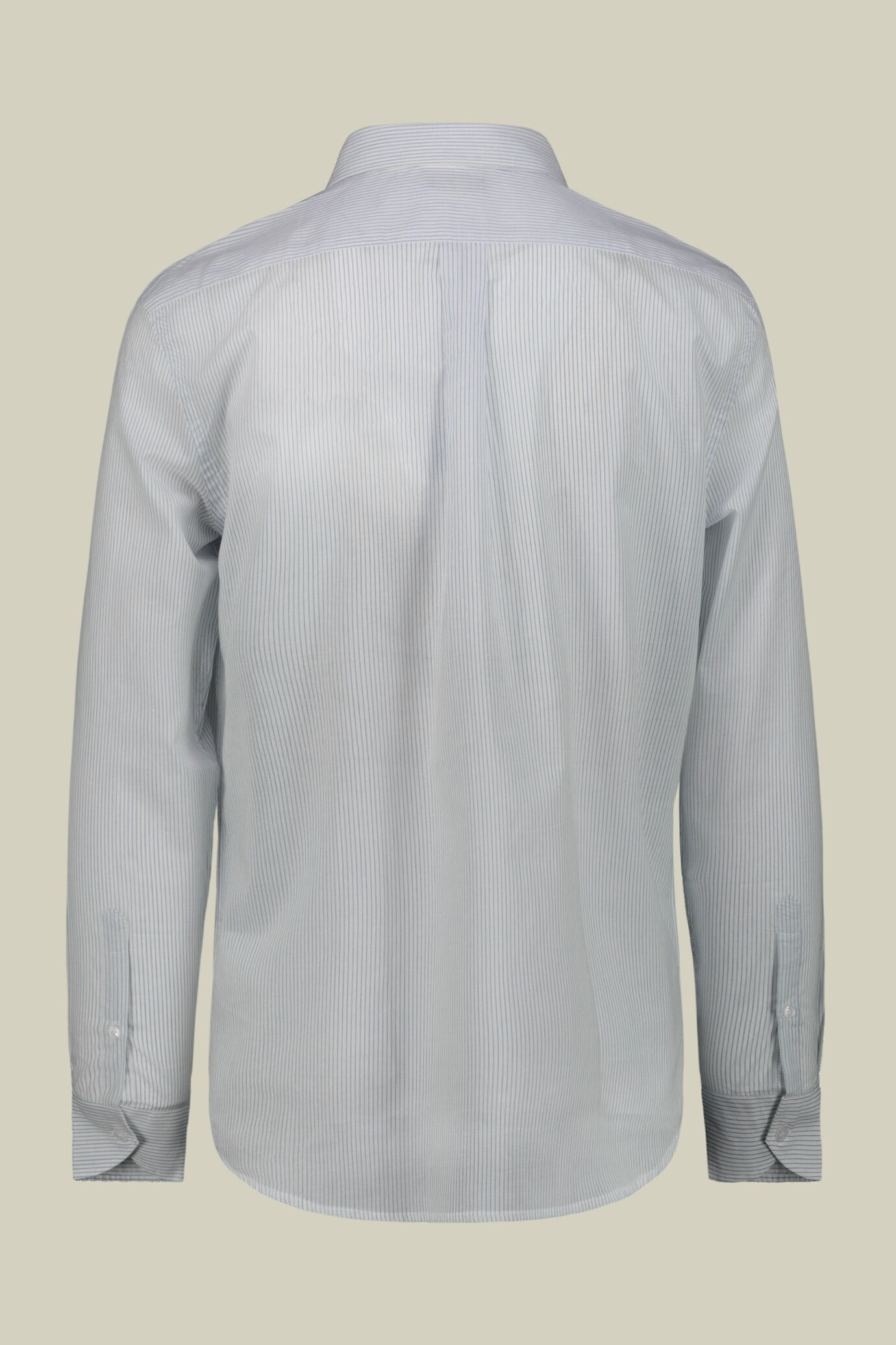 Men's concealed button down casual shirt in yarn-dyed striped washed muslin fabric image number 6